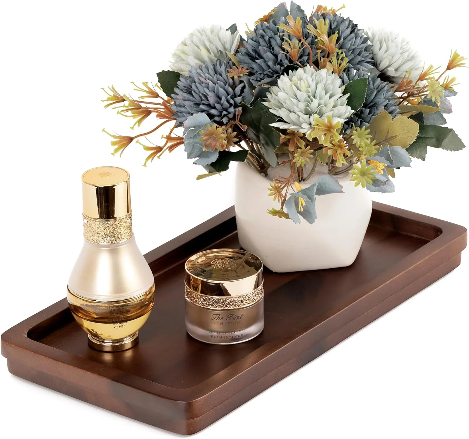 Quality Bathroom Vanity Tray 11.8x5.9in of Acacia Wood - Elegant Organizer for Cosmetics Jewelry Perfume Candle Key - Premium Wood Tray for Bathroom Stylish