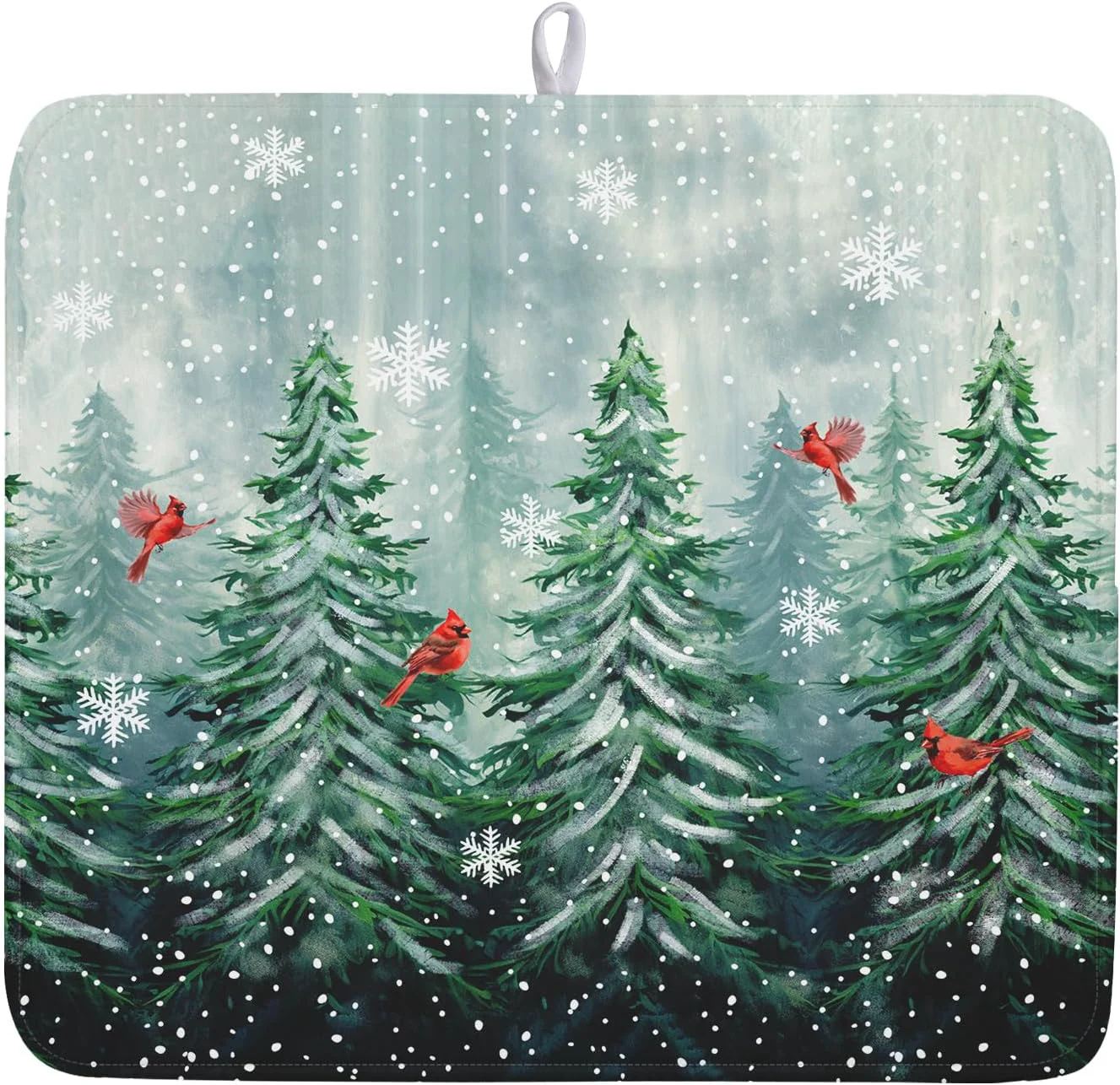 Practical Welcome Winter Pines Tree Dish Drying Mat Winter Snowflake Dish Drying Mat for Kitchen Counter Red Birds Absorbent Fast Dry Dish Drainer Mat Protector Xmas Microfiber Dish Drying Pad 16 x18 Certified