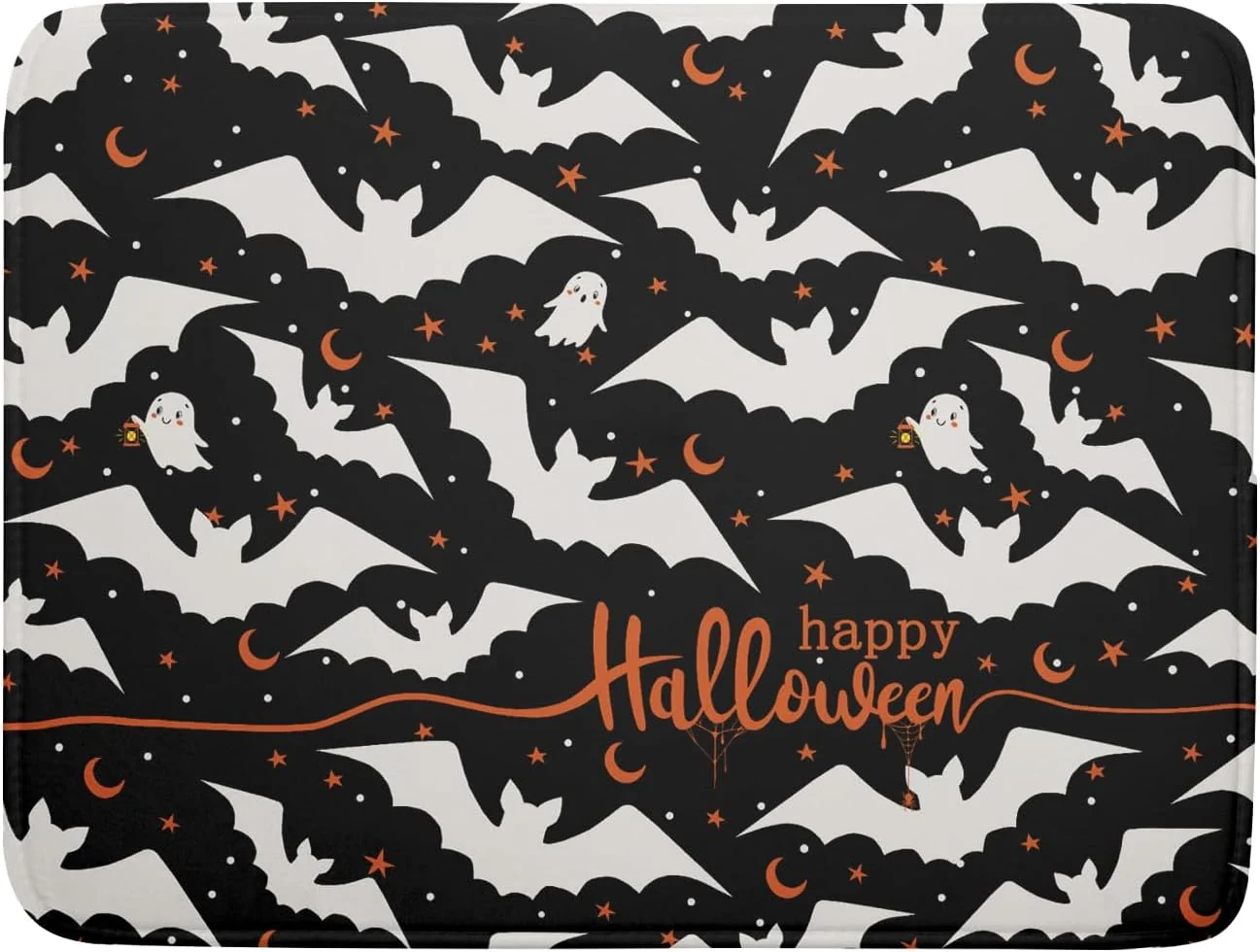Unique Halloween Drying Mats for Kitchen Counter 18 x24 Happy Halloween Spooky Bat Dishes Pad Microfiber Absorbent Fast Dry Dish Draining Mats Halloween Casual