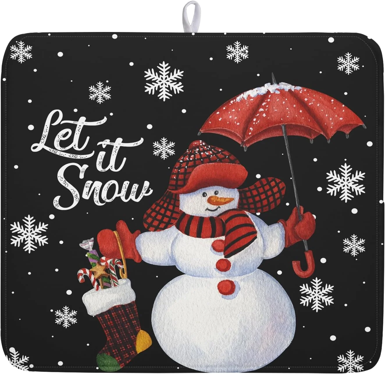 Crafted Winter Snowman Dish Drying Mat Christmas Snow Dish Drying Mat for Kitchen Counter Christma Cute Snowman Absorbent Fast Dry Dish Drainer Mat Protector Xmas Microfiber Dish Drying Pad 16x18 Inch Superior