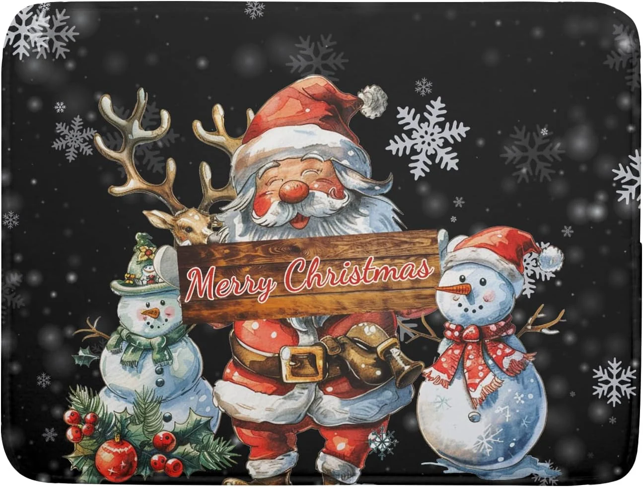 Professional Christmas Santa Snowman Dish Drying Mats for Kitchen Counter 16 x18 Merry Christmas Santa Claus Dish Drying Mats Absorbent Microfiber Reversible Original