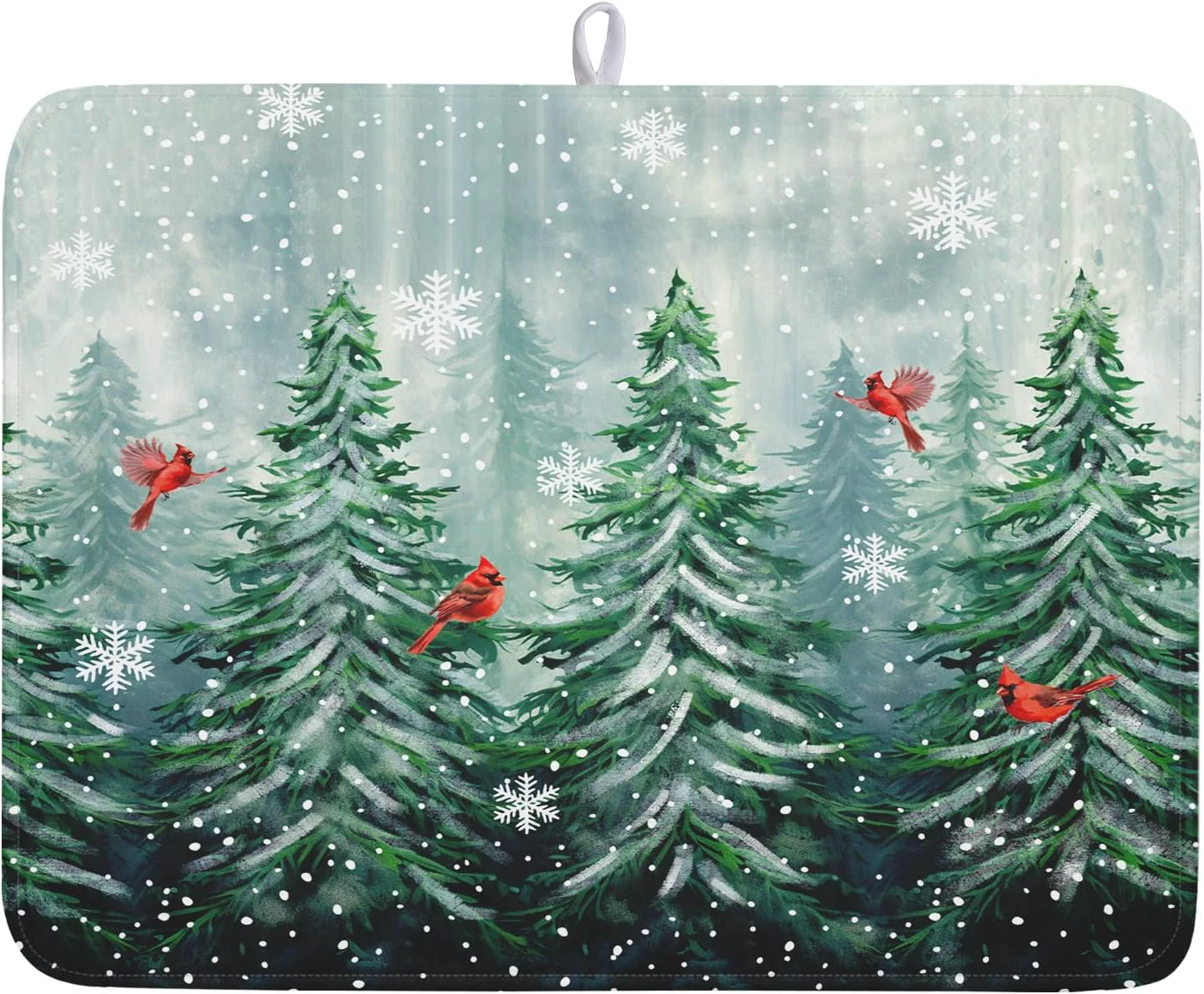 Relaxed Winter Pines Tree Dish Drying Mats for Kitchen Counter Christmas Tree Dish Mat Absorbent Reversible Microfiber Dish Drying Pad Winter Kitchen Drying Mat Dish Drainer Rack Mats for Coffee Bar 18 x24 Easy-to-Use