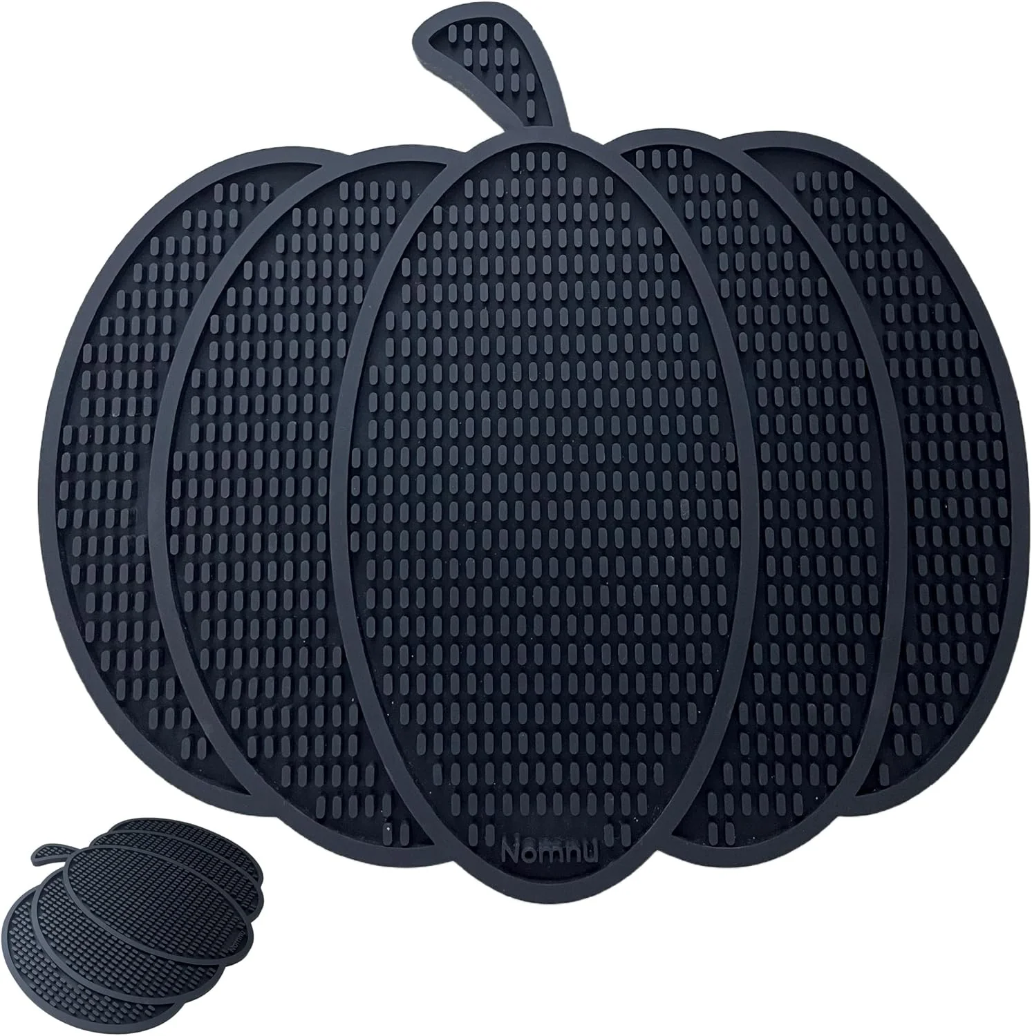 Contemporary Nomnu Pumpkin Coffee Bar Mat Gothic Halloween Coffee Bar Decor Black Non slip base 1cm thick 14.8x13.5 inches. Protects counters from spills and scratches year round. Goth Decor Secure