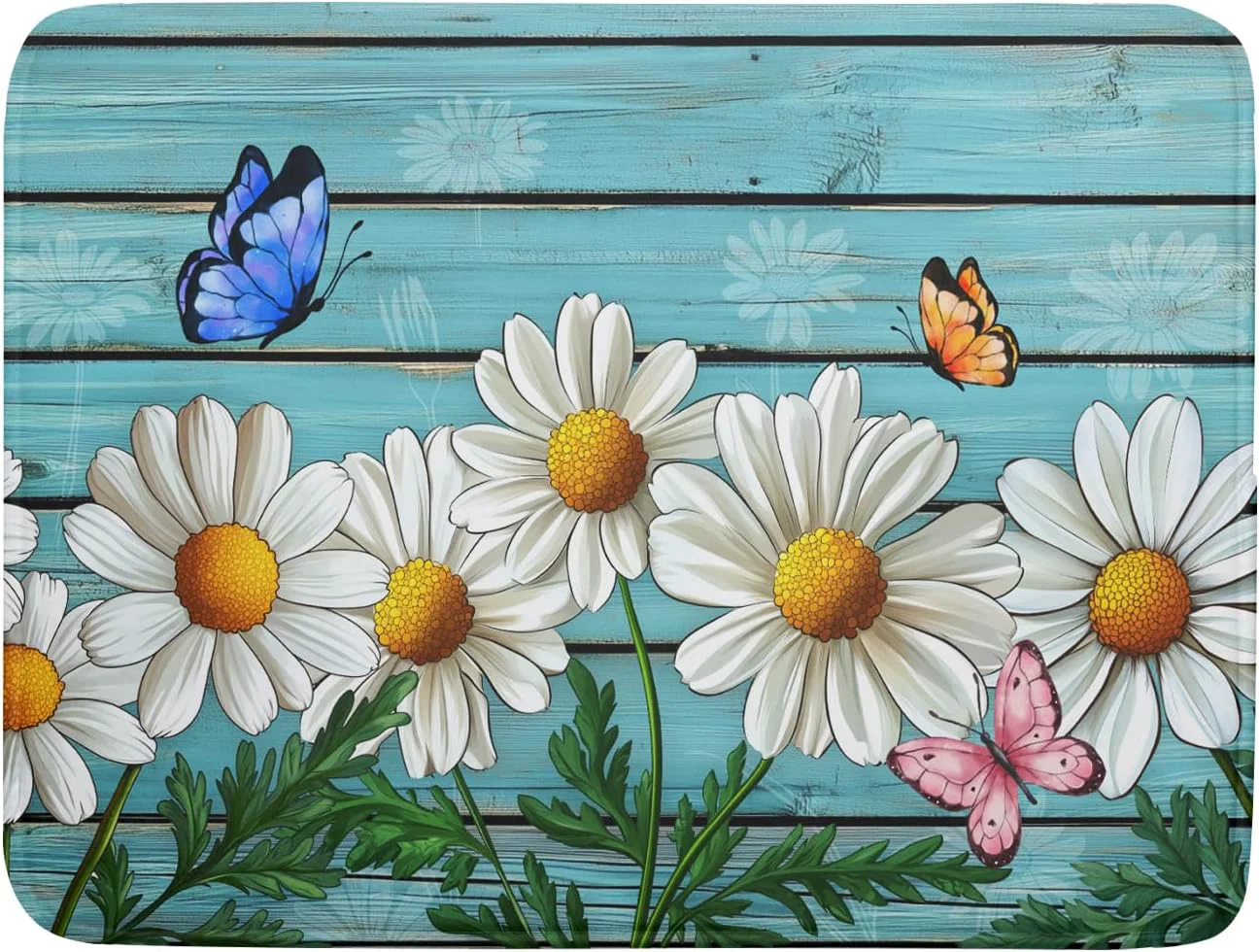 Prestigious Spring Summer Daisy Flowers Dish Drying Mat for Kitchen Counter 18 x24 Rustic Daisy Absorbent Dish Drying Mat Reversible Microfiber Dish Drainer First-Class