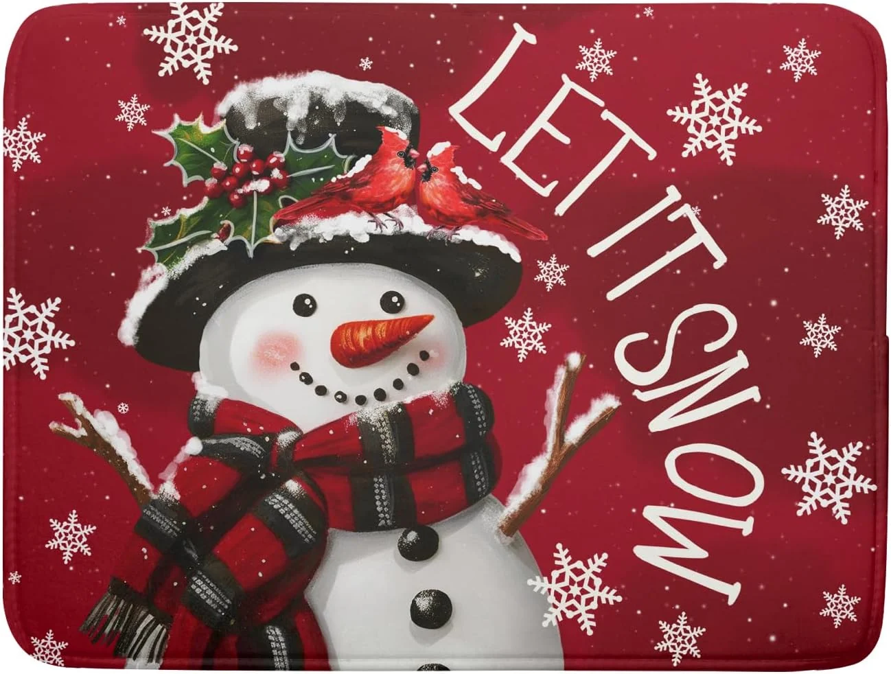 Long-Lasting Merry Christmas Dish Drying Mat for Kitchen Counter 18x24 Inch Let It Snow Dish Draining Mat Xmas Snowflakes Decorations Fast Absorbent Tableware Breathable