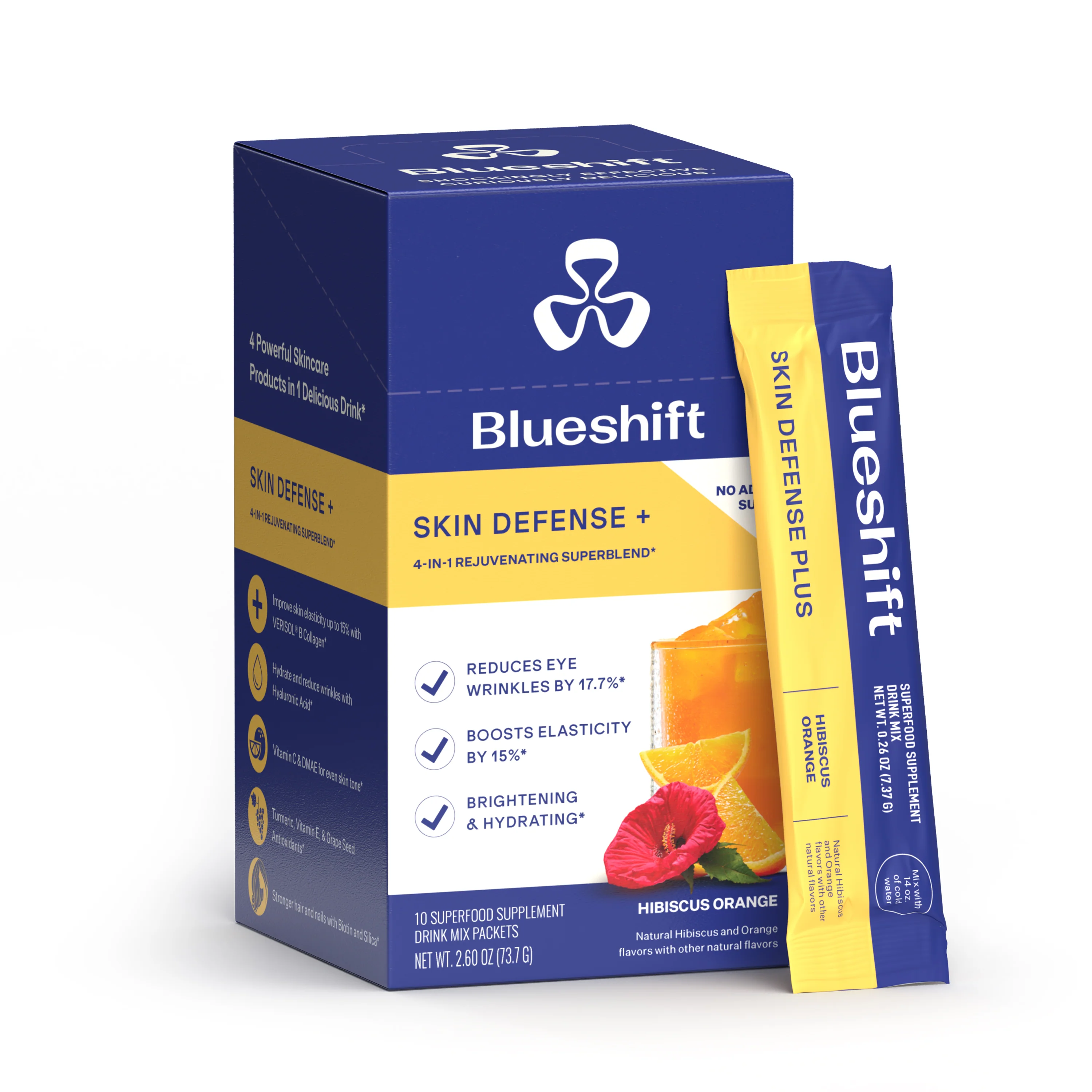 High-End Blueshift Nutrition Skin Defense Drink Mix Powder Packets Durable