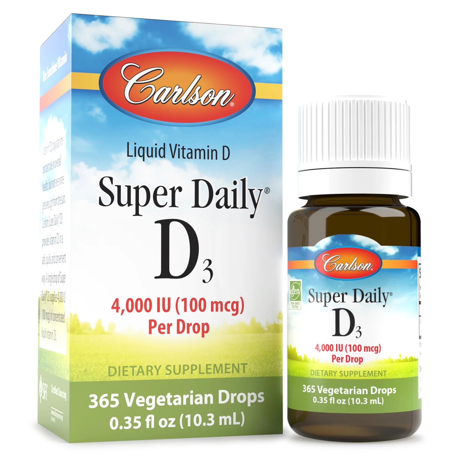 Premium Material Carlson Labs Super Daily® D3 Liquid– Bone Immune Support Long-Lasting