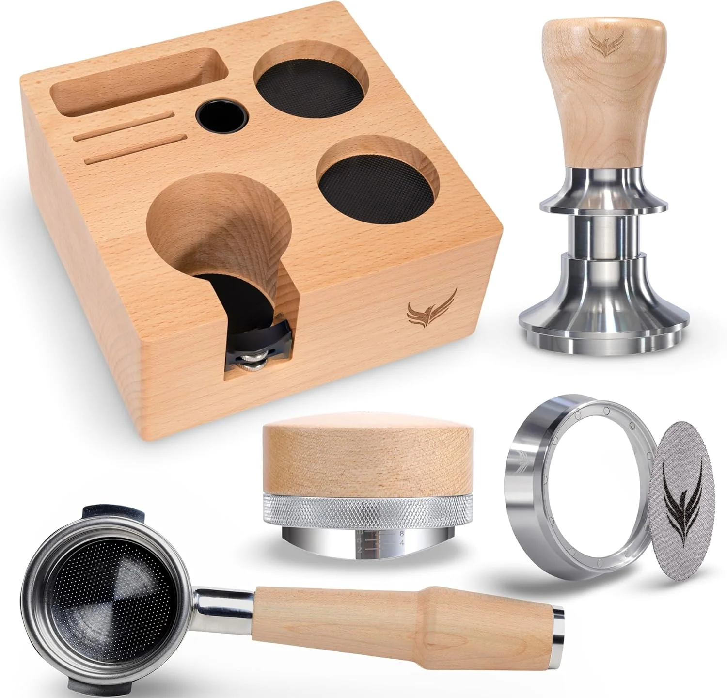 Fine 58mm Espresso Tool Set for Breville Dual Boiler Oracle Jet Includes Naked Portafilter Spring Tamper Distributor Tamping Station Premium Material