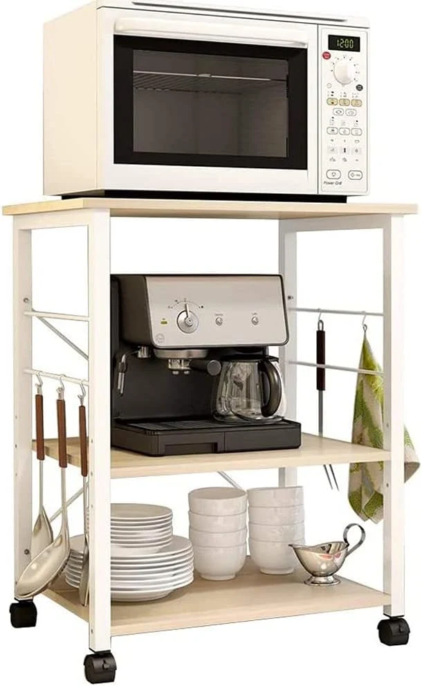 Consistent DlandHome Standing Baker's Racks Appliance Table Small Rolling Kitchen Cart Microwave Cart Stand Luxury