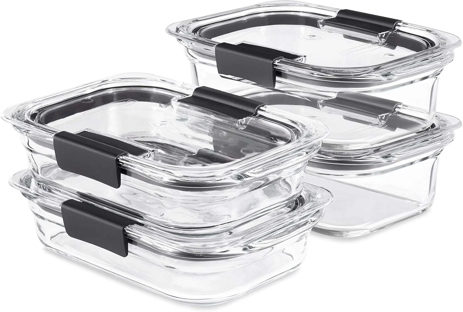 Enhanced Rubbermaid Brilliance Glass Food Storage set of 4 containers 8 total pieces 4 containers 4 lids for Lunch Meal Prep and Leftovers Dishwasher and Innovative