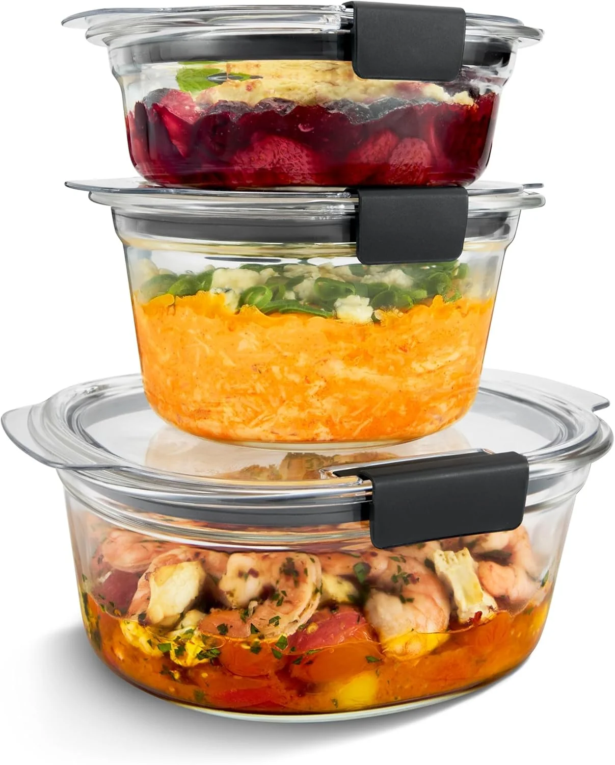 Exceptional Rubbermaid Brilliance® Glass Round Leak-Proof 6-Piece Set Food Storage Containers Food Containers with Lids Meal Prep Containers User-Friendly