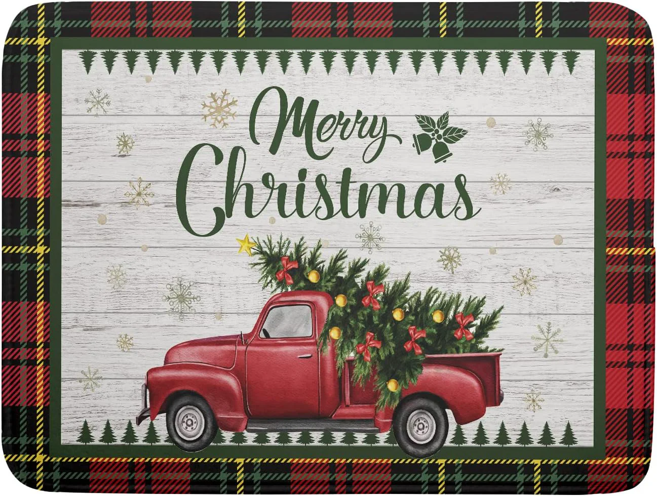 Functional Winter Red Truck Dish Drying Mat 16x18 Inch Merry Christmas Dish Drainer Mat for Kitchen Counter Xtmas Tree Kitchen Mat Microfiber Absorbent Dish Drainer Mat Rack Pads Kitchen Holiday Accessories Specialty