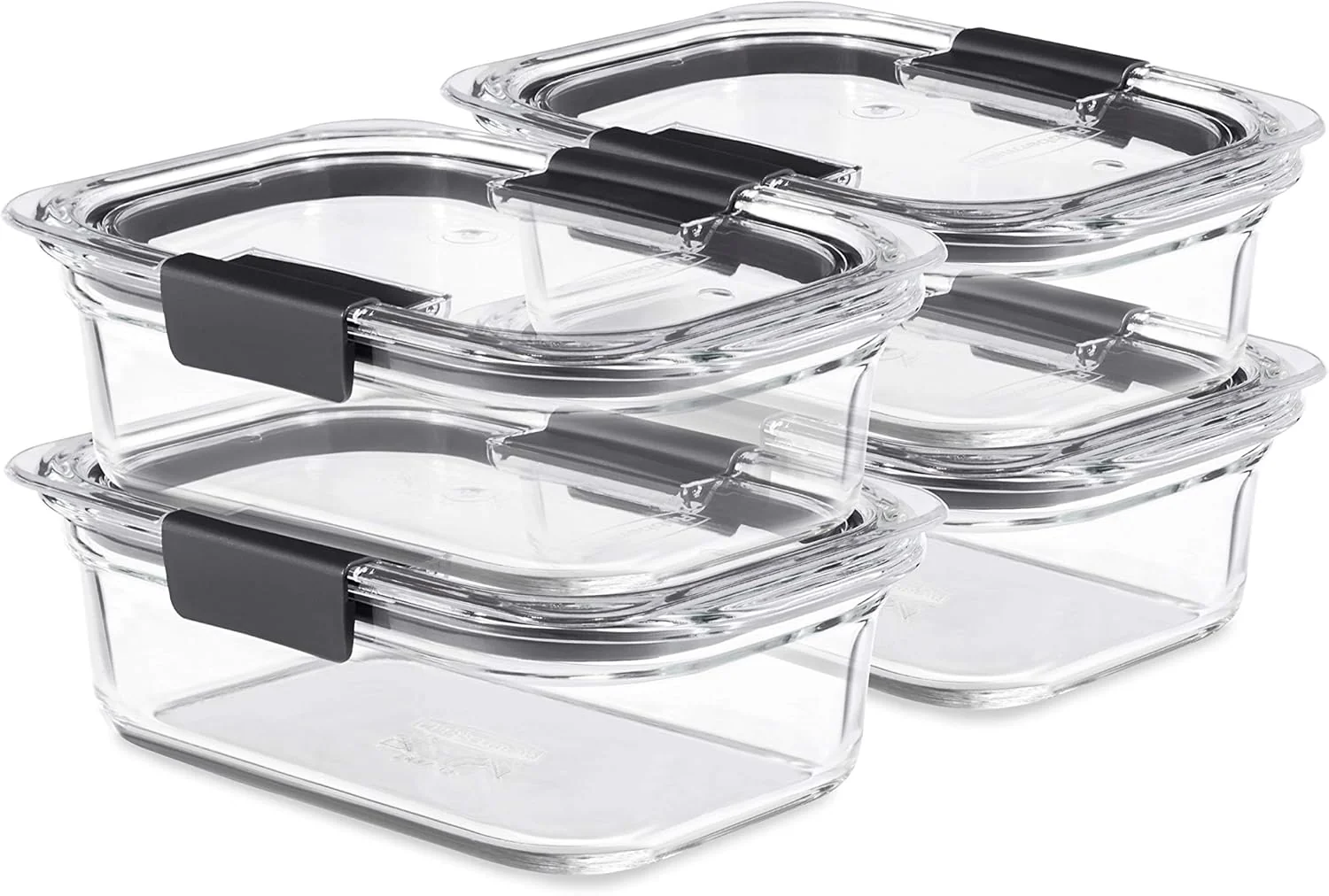 Safe Rubbermaid Brilliance Glass Food Storage Containers 3.2 Cup Set of 4 BPA- Leak-Proof Clear Sustainable