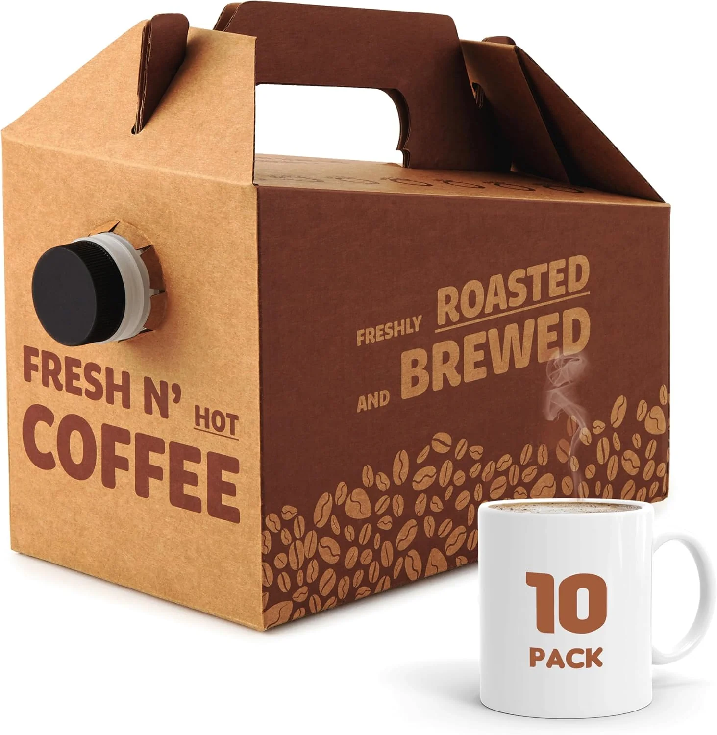 Durable Stock Your Home 10 Pack 96 oz Disposable Coffee Box Dispensers Insulated Hot Cold Bulk Beverage Server Carafe Coffee Carrier with Handle Take Out Containers Cardboard Traveler To Go Boxes Casual