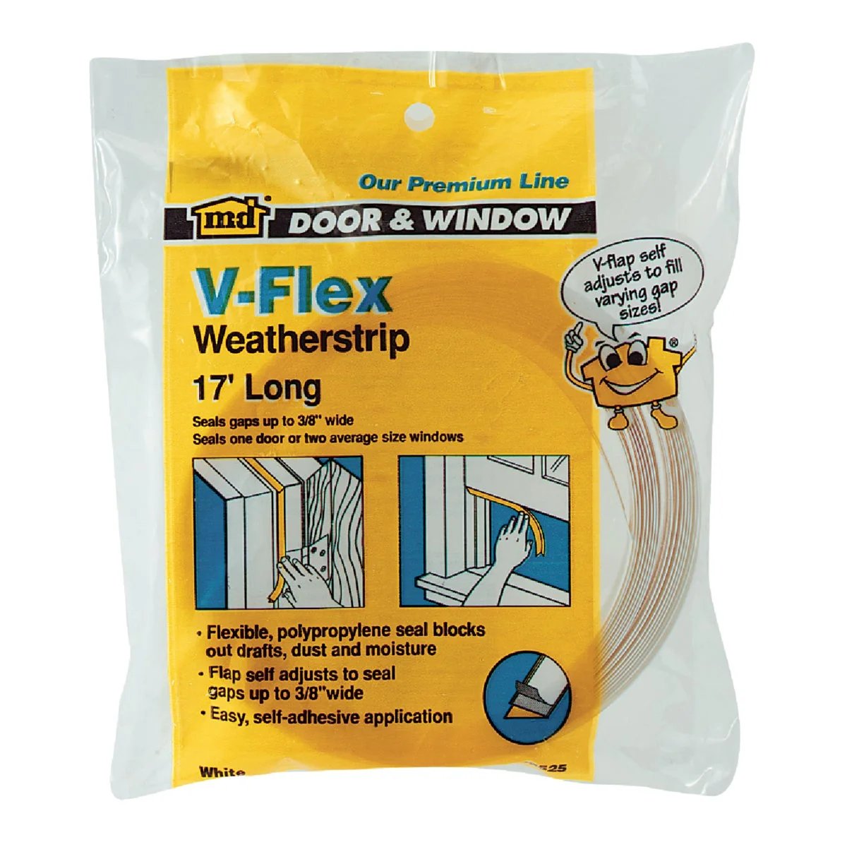 Efficient M-D White 17' 7 8 V-Flex Weatherstrip Safe