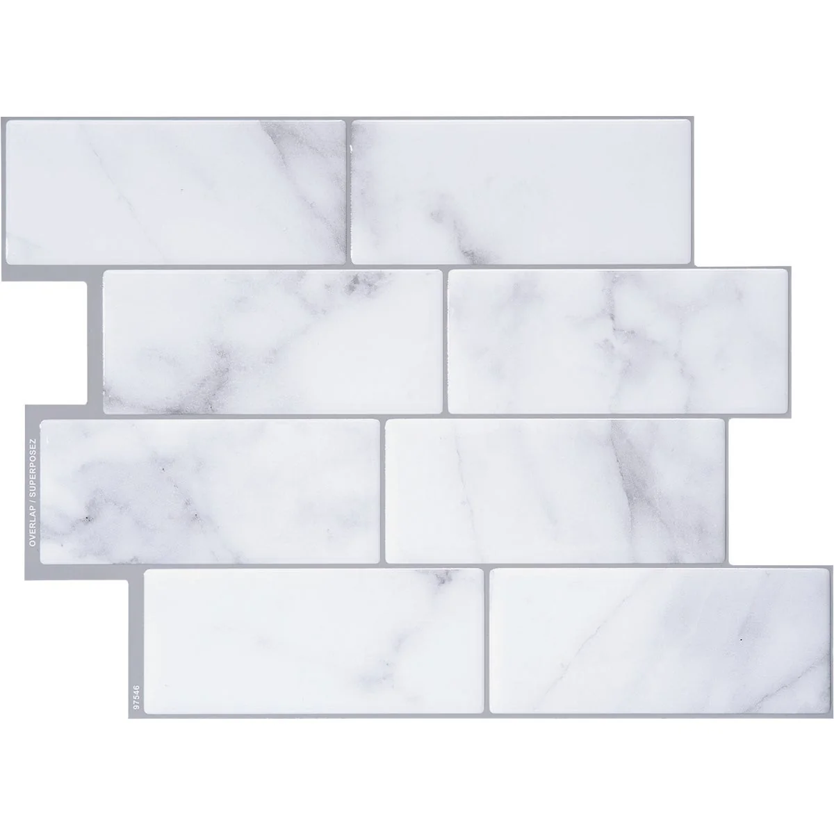 Breathable Smart Tiles Approx. 9 In. x 11 In.. Glass-Like Vinyl Backsplash Peel Stick Metro Carrera Mosaic 4-Pack Fine