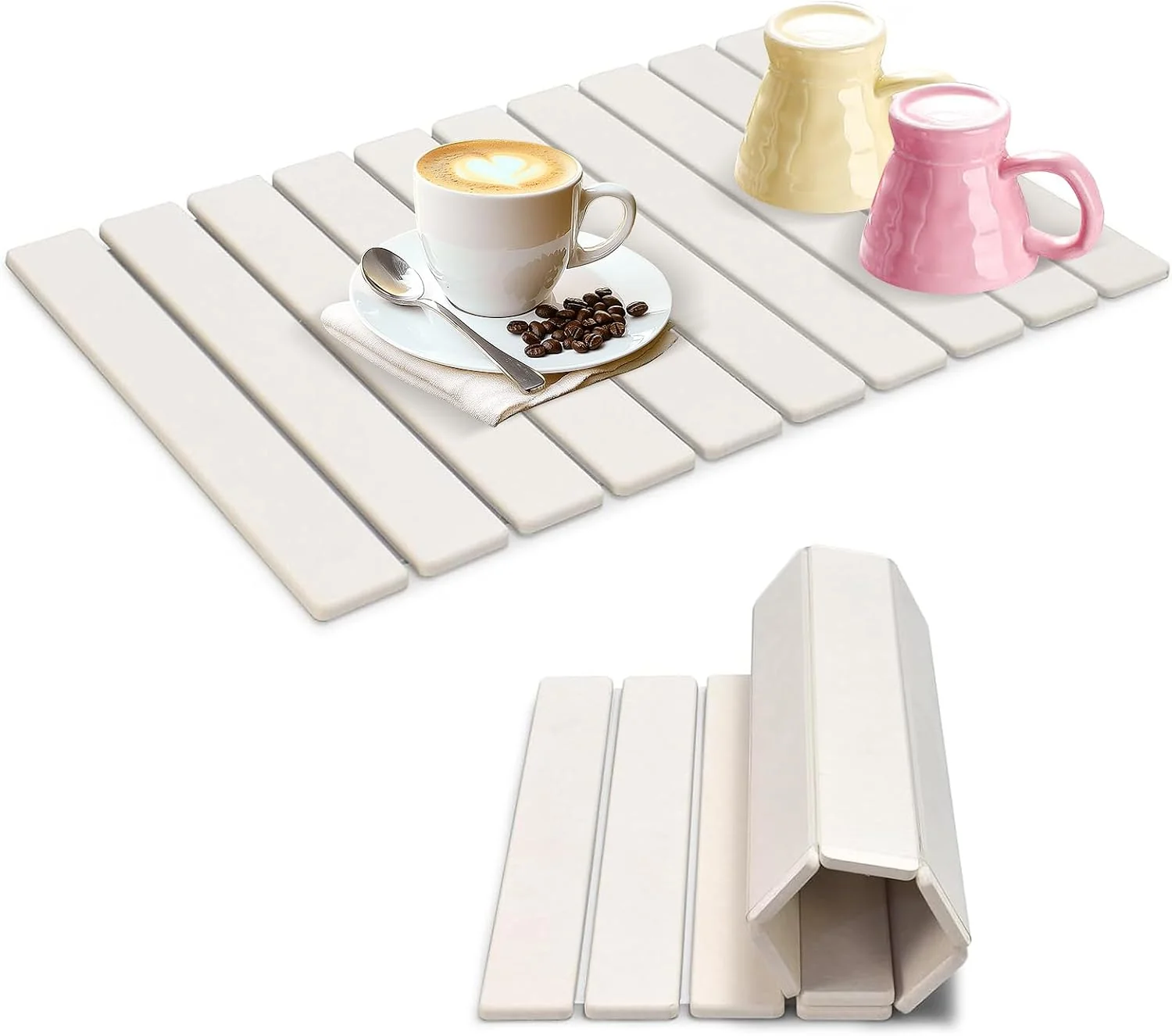 Smooth Large Stone Dish Drying Mats for Kitchen Counter 24 ×16 Collapsible quick dry stone mat kitchen Eco-Friendly First-Class