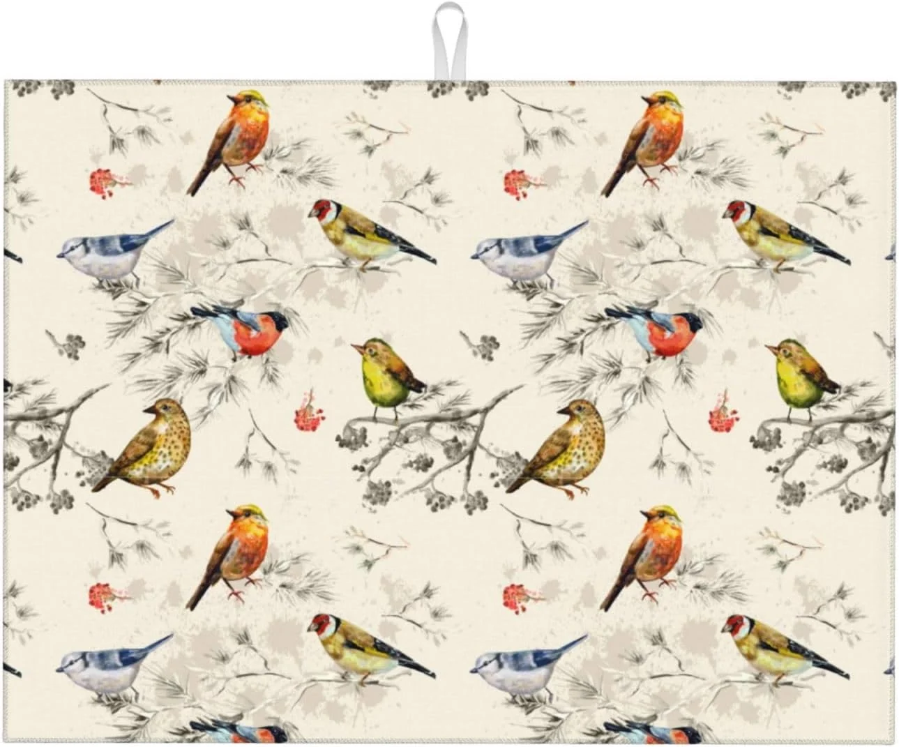Fine Crafted Spring Birds Dish Drying Mat Chinoiserie Watercolor Floral Branch Colorful Bird Microfiber Absorbent Drying Mats Reversible Kitchen Countertop Protector Dishes Drainer Rack Pad 18x24 Inch Selected