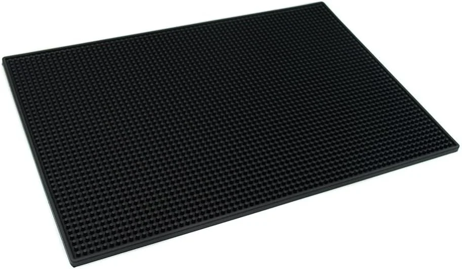 Environmentally Friendly PVC Bar Service Mat for Cocktail Bartender 18x12 inches Black High-Grade
