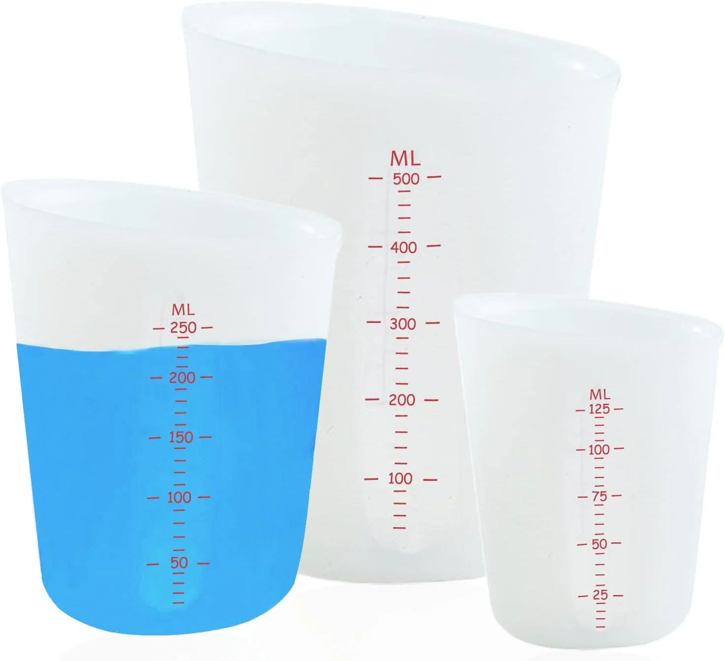 Green 3 PCS Silicone Flexible Measuring Cups Melting Cups for Epoxy Resin Butter Chocolate and More 2 Cup 1 Cup 1 2 Cup High-Quality