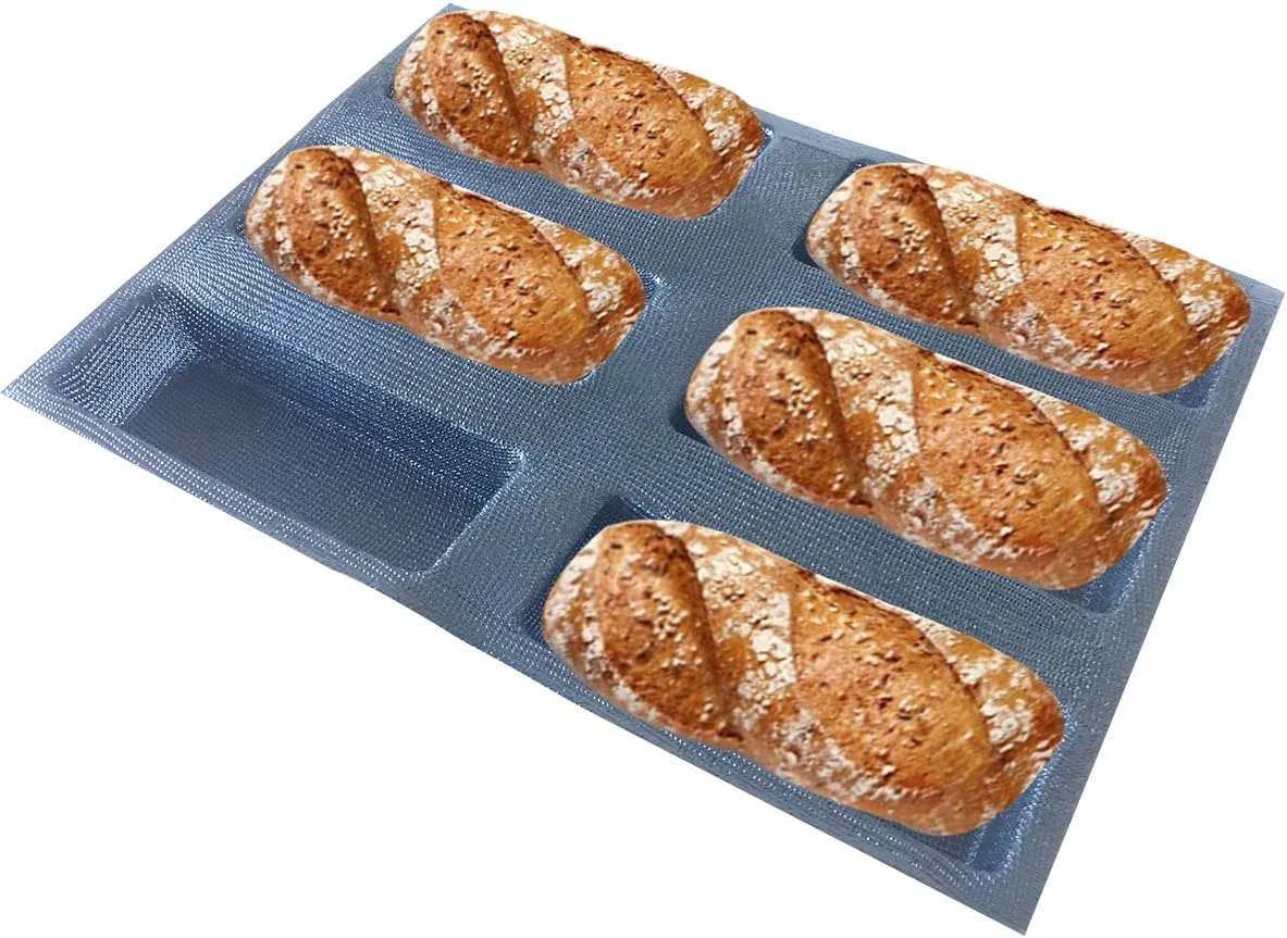 Smooth Bluedrop Silicone Bread Forms Square Shape Bread Molds Non Stick Bakery Trays Silicone Coated Fiber Glass 6 Caves Rectangle Moulds Clean