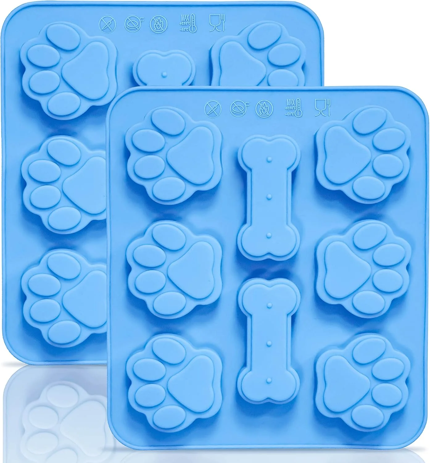 Dependable Anaeat 2 Pack Silicone Molds with Puppy Dog Paw and Bone Shaped 2 in 1 Reusable Non-Stick Ice Cube Trays Flexible Candy Chocolate Molds for Selected