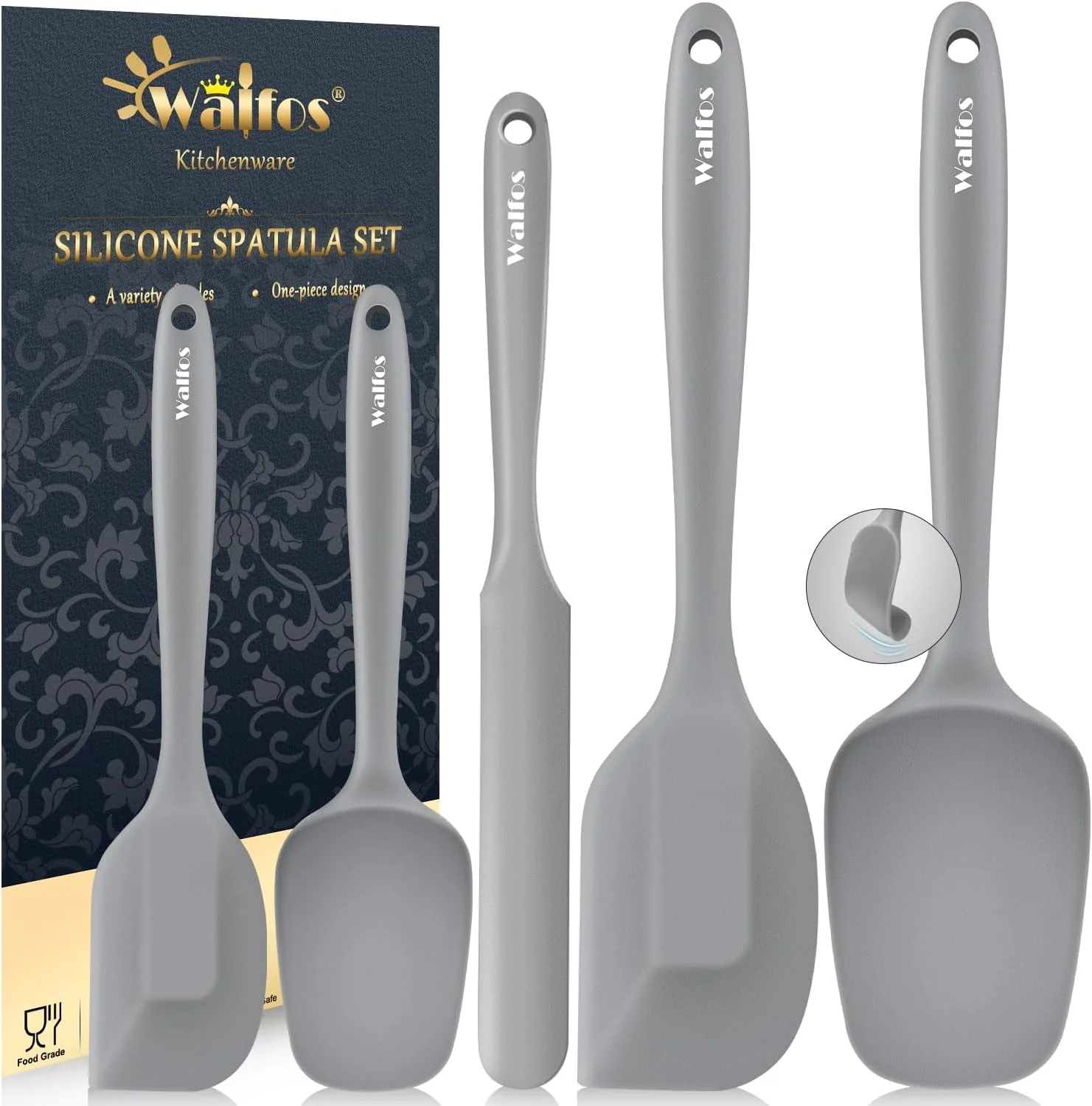 Casual Walfos Silicone Spatula -5 Pieces Heat Resistant Kitchen Spoon Spatulas（600°F Strong Steel Core and One-Pieces Seamless Design Comfortable