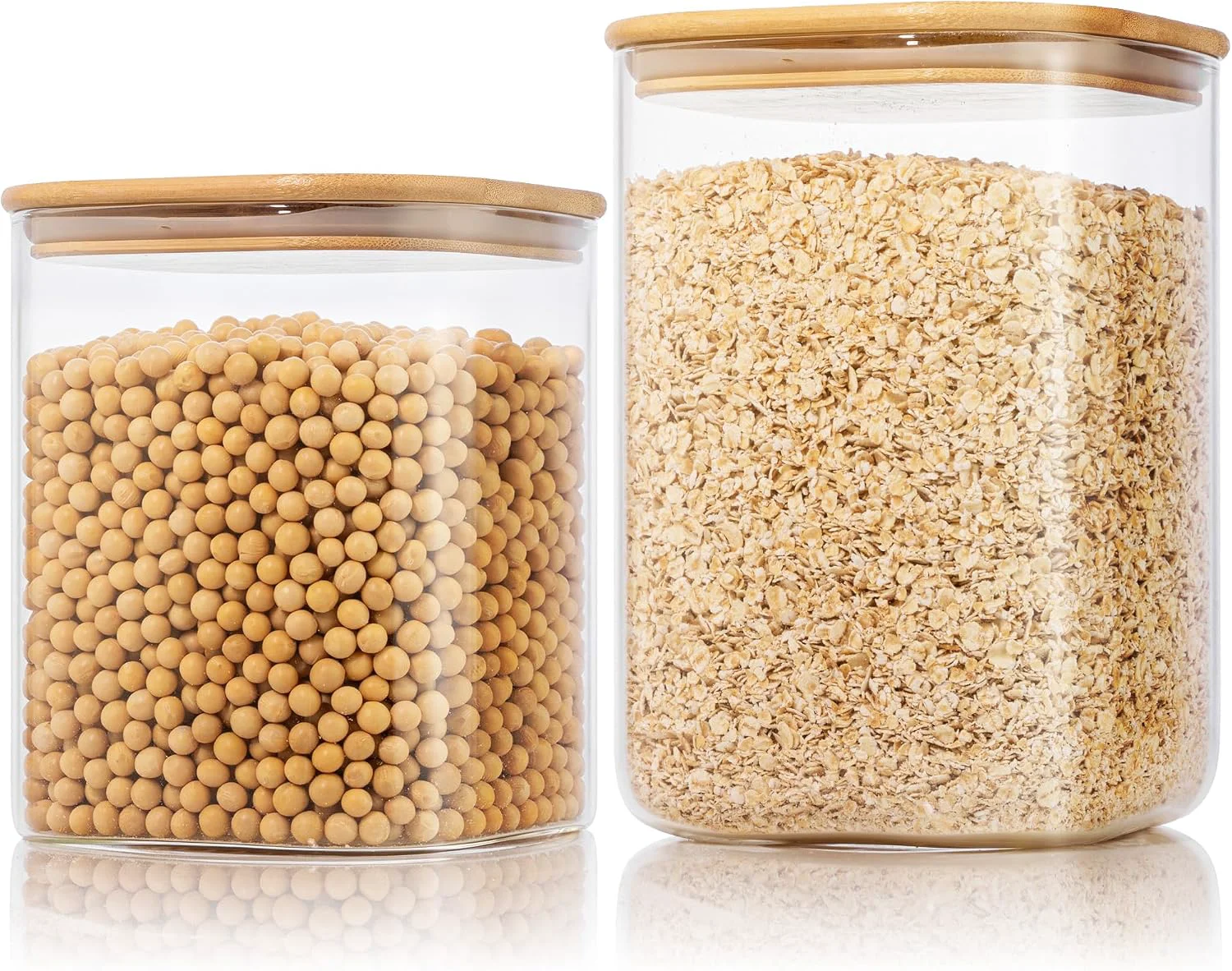 Stylish 132oz amp 63oz Large Glass Storage Containers with Lids for Pantry Storage-2P Premium Material