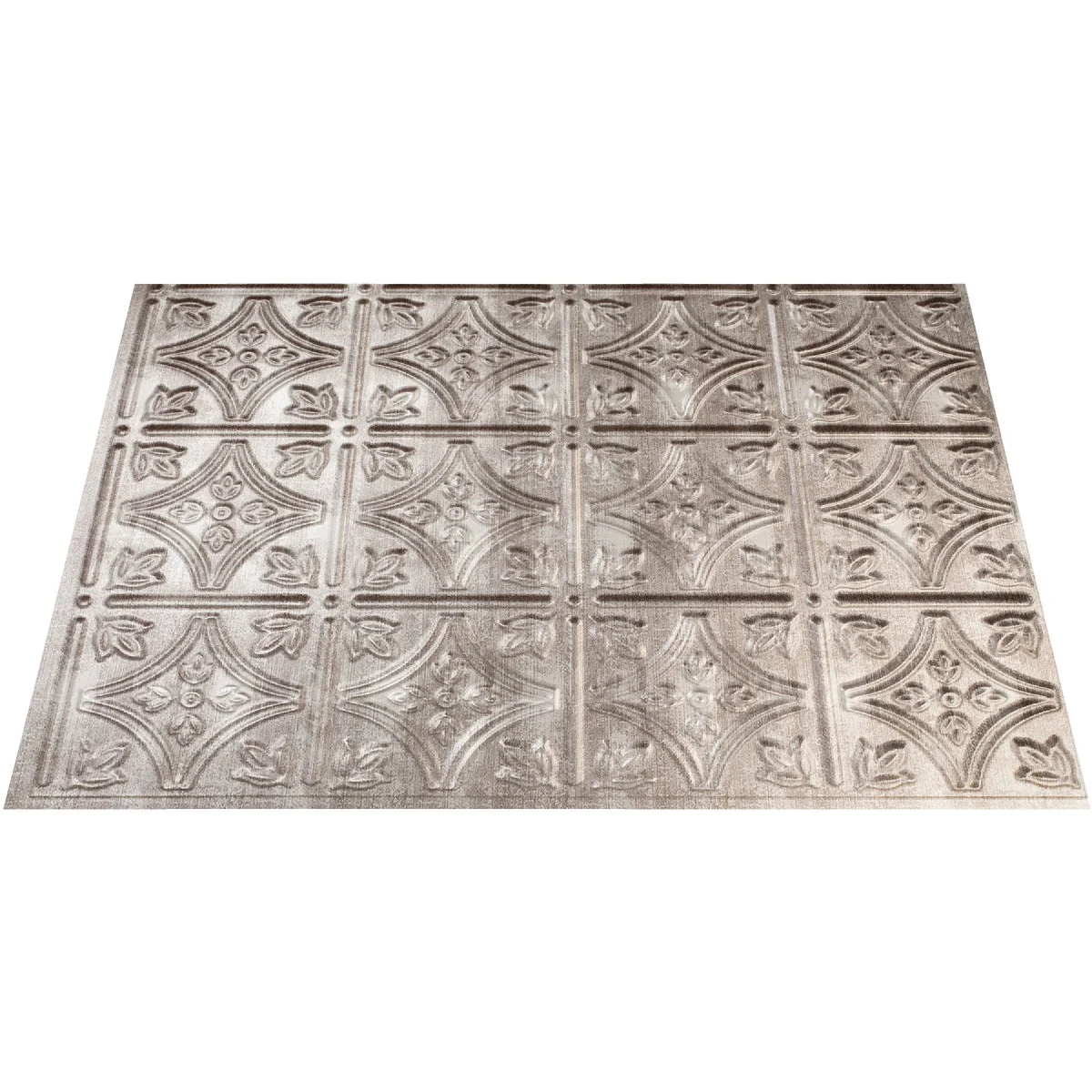 Organic Fasade 18 In. x 24 In. Thermoplastic Backsplash Panel Cross Hatch Silver Traditional 1 Convenient