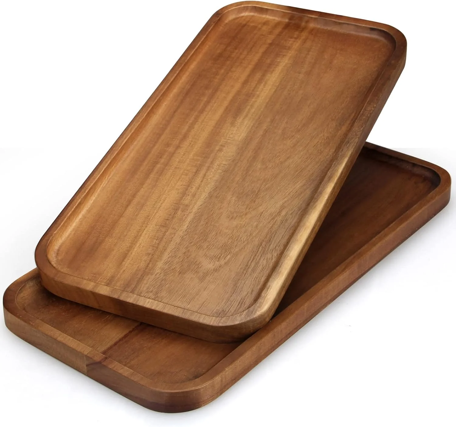 Quality 16 x 8 Large Wooden Serving Tray for Decor Party Charcuterie Boards Rectangular Acacia Wood Dessert Platters Rectangle Cake Dessert Plates Food World-Class