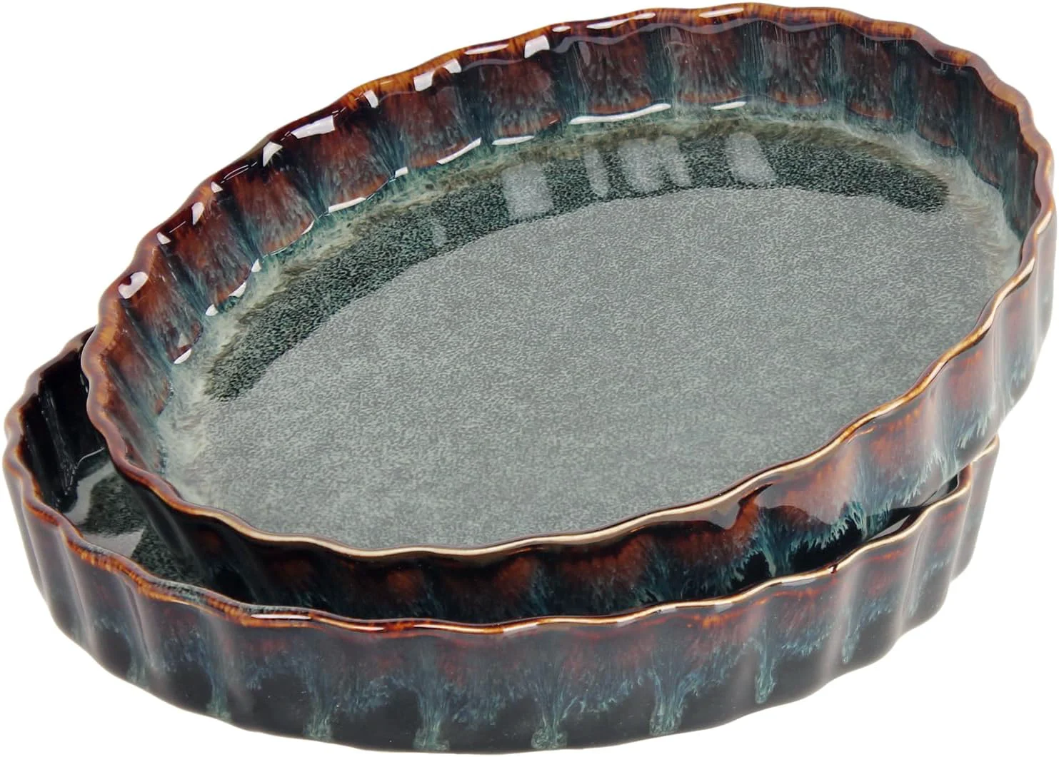 Artisan 7 Inch Ceramic Pie Pan Quiche Dish 13.5 Ounces Baking Pan Set of 2 Au Gratin Baking Dishes Non-Stick Tart Pan Pie Plate for Apple Oven Safe Round Ruffled Edge 7.7 Inch Optimized