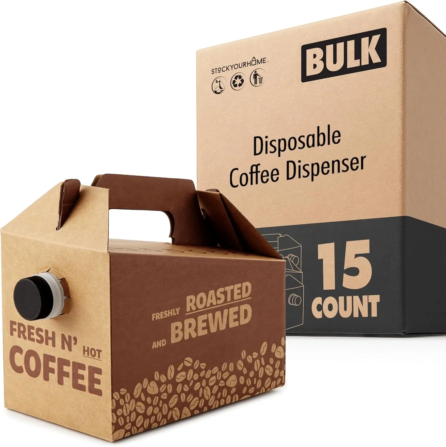 Certified Stock Your Home 96 oz Disposable Coffee Box Dispensers 15 Pack – Insulated Beverage Server with Handle Luxury