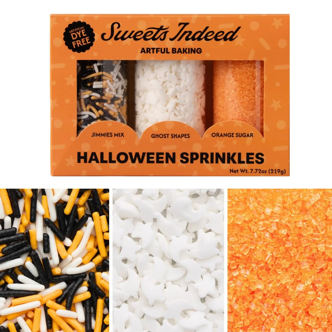 Minimalist Sweets Indeed Dye Halloween Sprinkles 3 Pack Jimmies Sugar 7.72 oz Advanced
