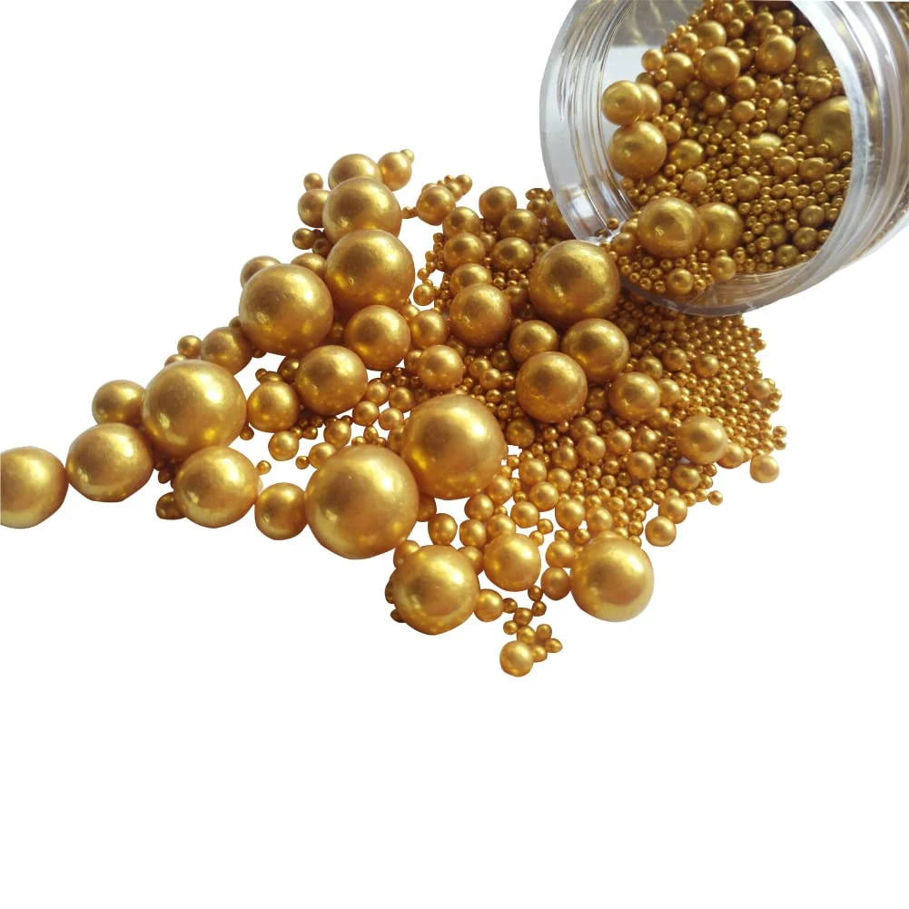 Proven Edible Gold Sugar Pearls Candy Sprinkles 120G 4.23Ounce Baking Cake Sprinkles Cupcake and Cake Topper Cookie Decorations Wedding Party Valentines Exceptional