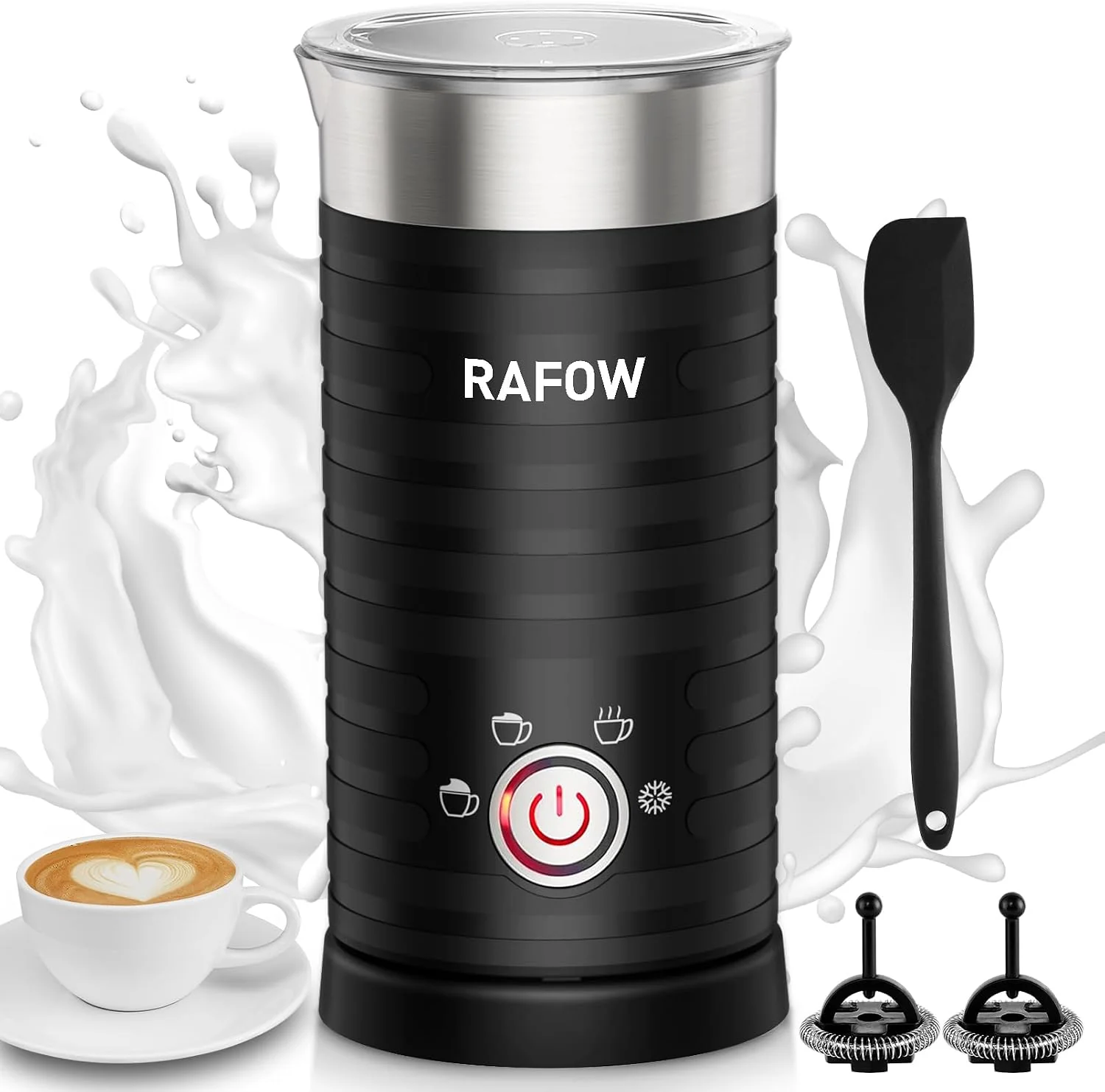 Lightweight 4 In 1 Electric Milk Frother Steamer - Hot and Cold Coffee Foam Froth Maker 350ml 12oz Automatic Milk Warmer Foamer for Latte Cappuccinos Macchiato Chocolate Responsible