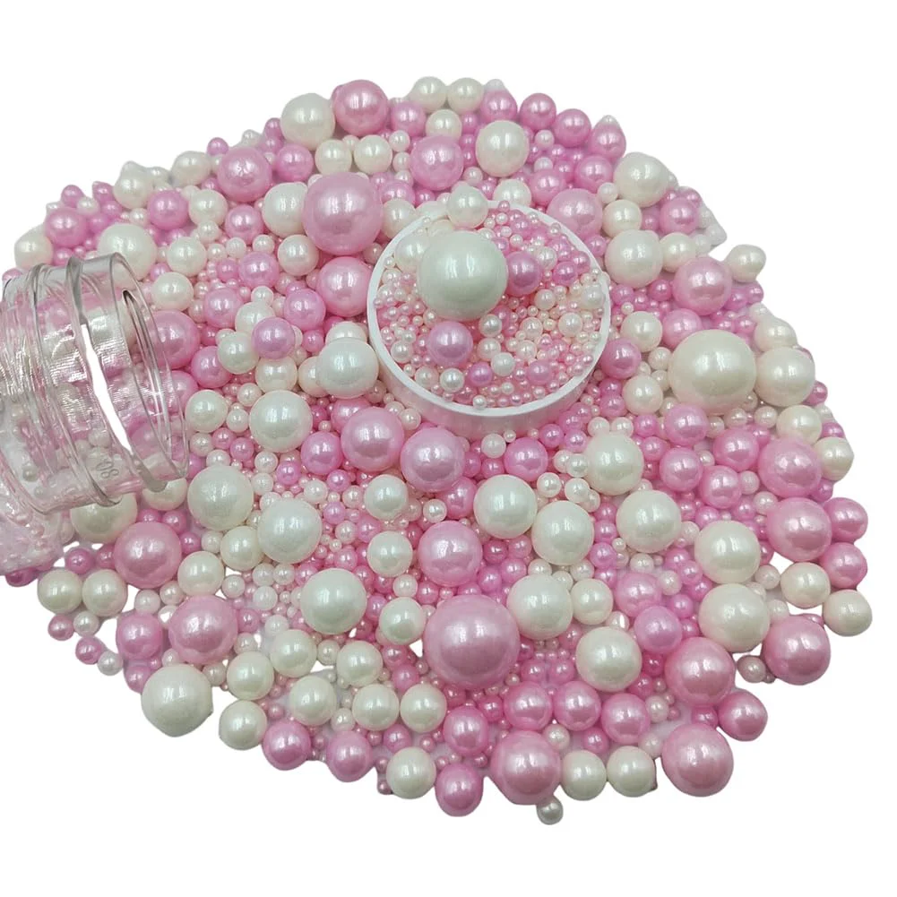 Safe Edible White Pink Sugar Pearls Candy Sprinkles 120G 4.23Ounce Baking Cake Sprinkles Cupcake and Cake Topper Cookie Decorations Wedding Party Specialty