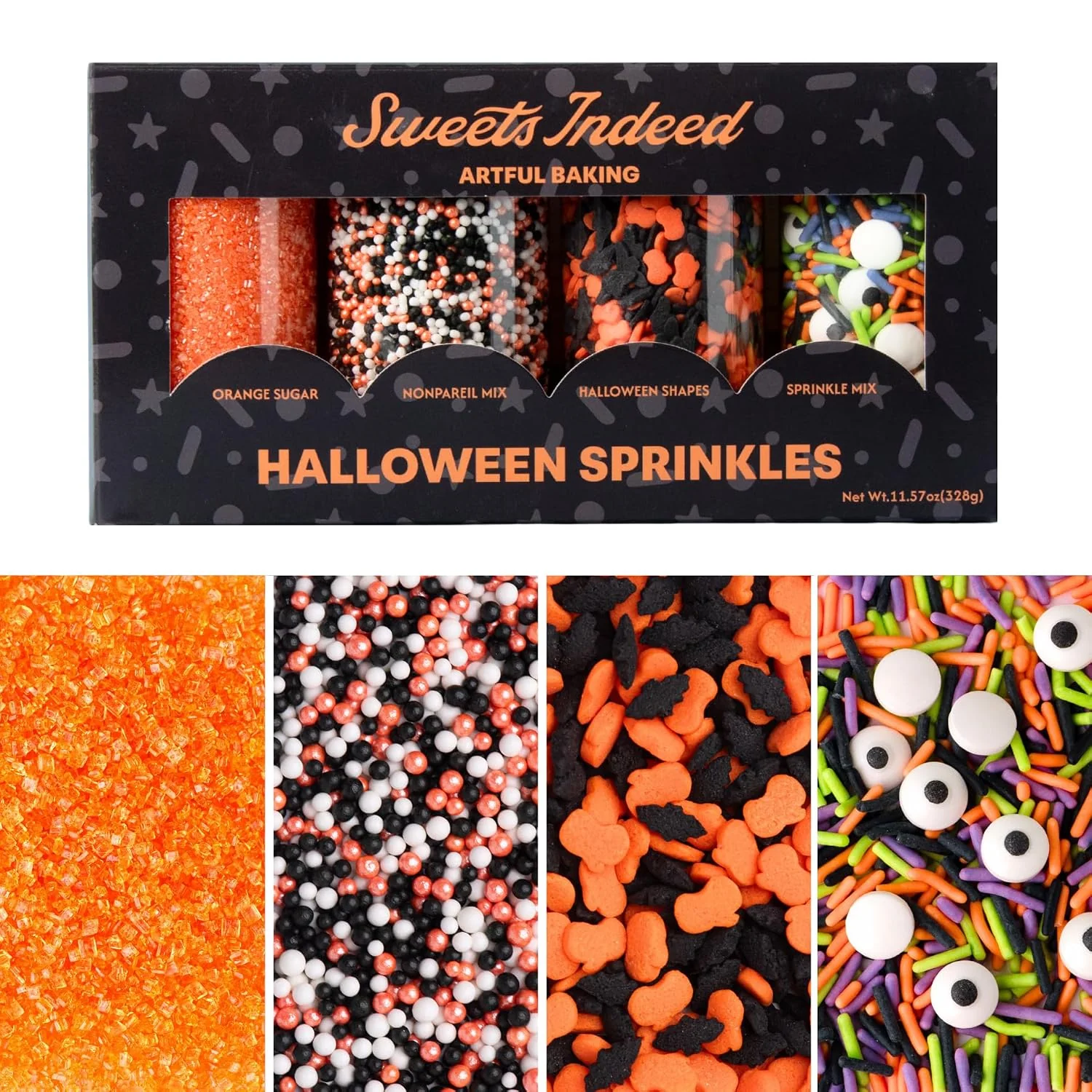 User-Friendly Sweets Indeed Halloween Sprinkles 4 Pack Sugar amp Candy Eyeballs 11.57oz Consistent