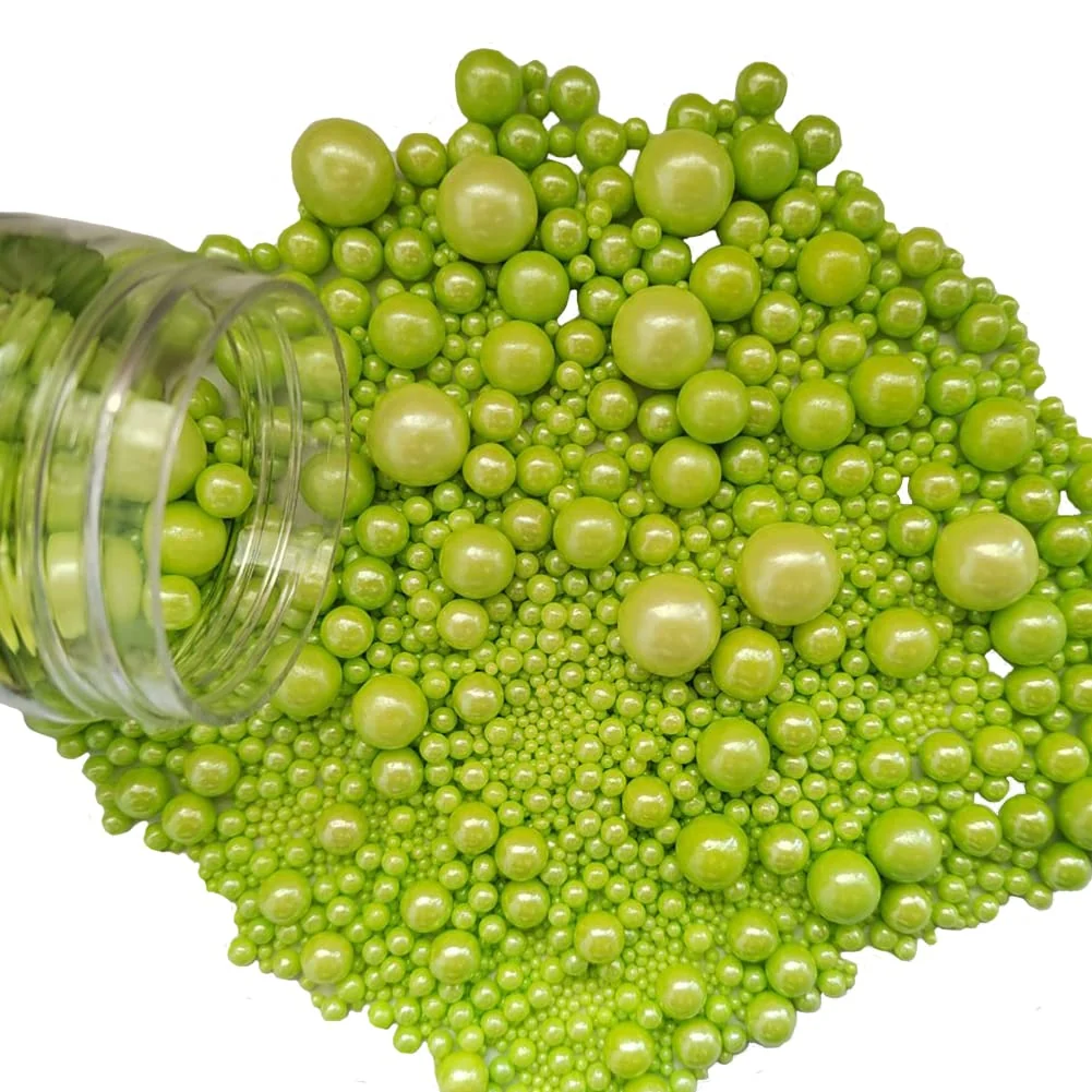 Environmentally Friendly Edible Green Sugar Pearls Candy Sprinkles 120G 4.23Ounce Baking Cake Sprinkles Cupcake and Cake Topper Cookie Decorations Wedding Party Valentines Certified