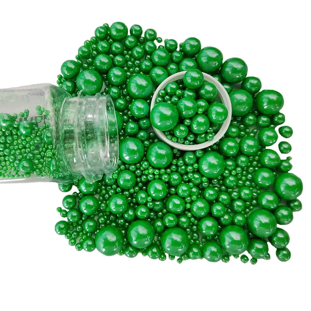 Advanced Edible Christmas Green Sugar Pearls Candy Sprinkles 120G 4.23Ounce Baking Cake Sprinkles Cupcake and Cake Topper Cookie Decorations Wedding Party Sophisticated