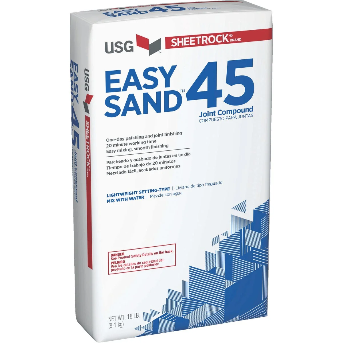 Contemporary Sheetrock Easy Sand 45 Lightweight Setting Type 18 Lb. Drywall Joint Compound Excellent