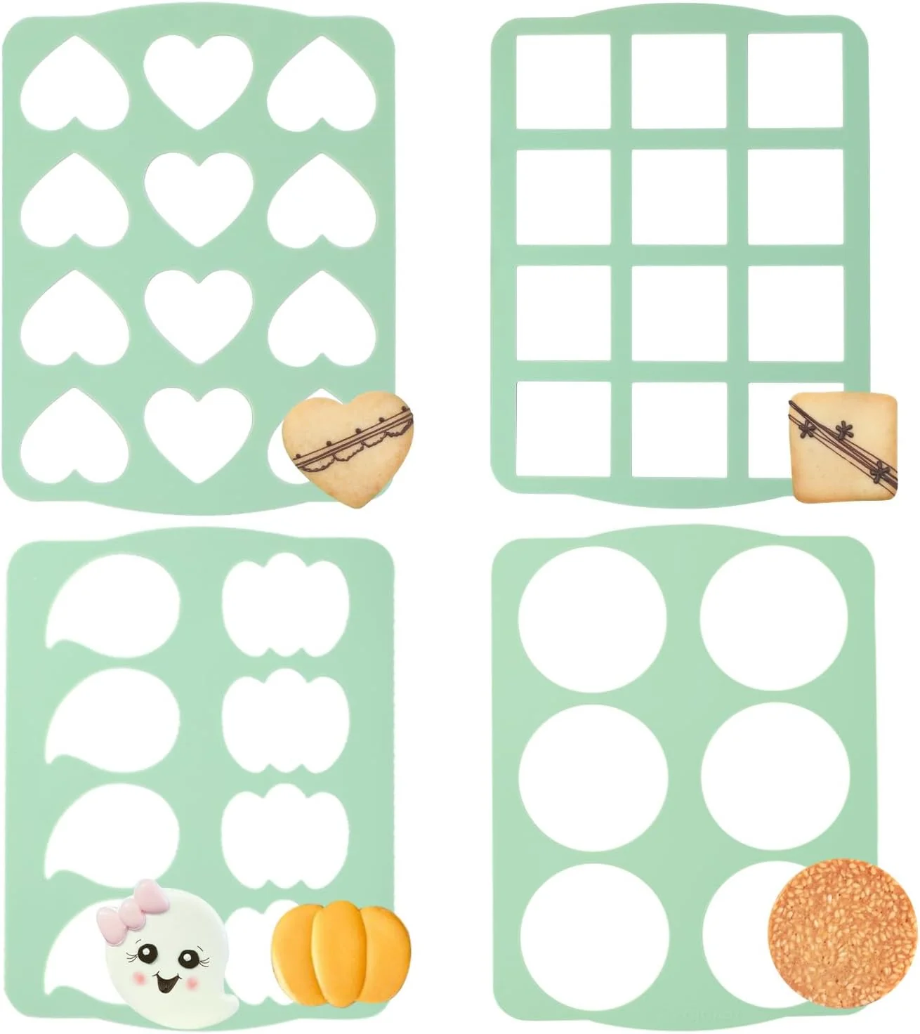 Carefully Designed Qeleg 4Pcs Cookie Molds Chocolate Chablon Cookies Stencil Mold Set for Cake Decoration QLG116 120HBGJ2393 2396 Elegant
