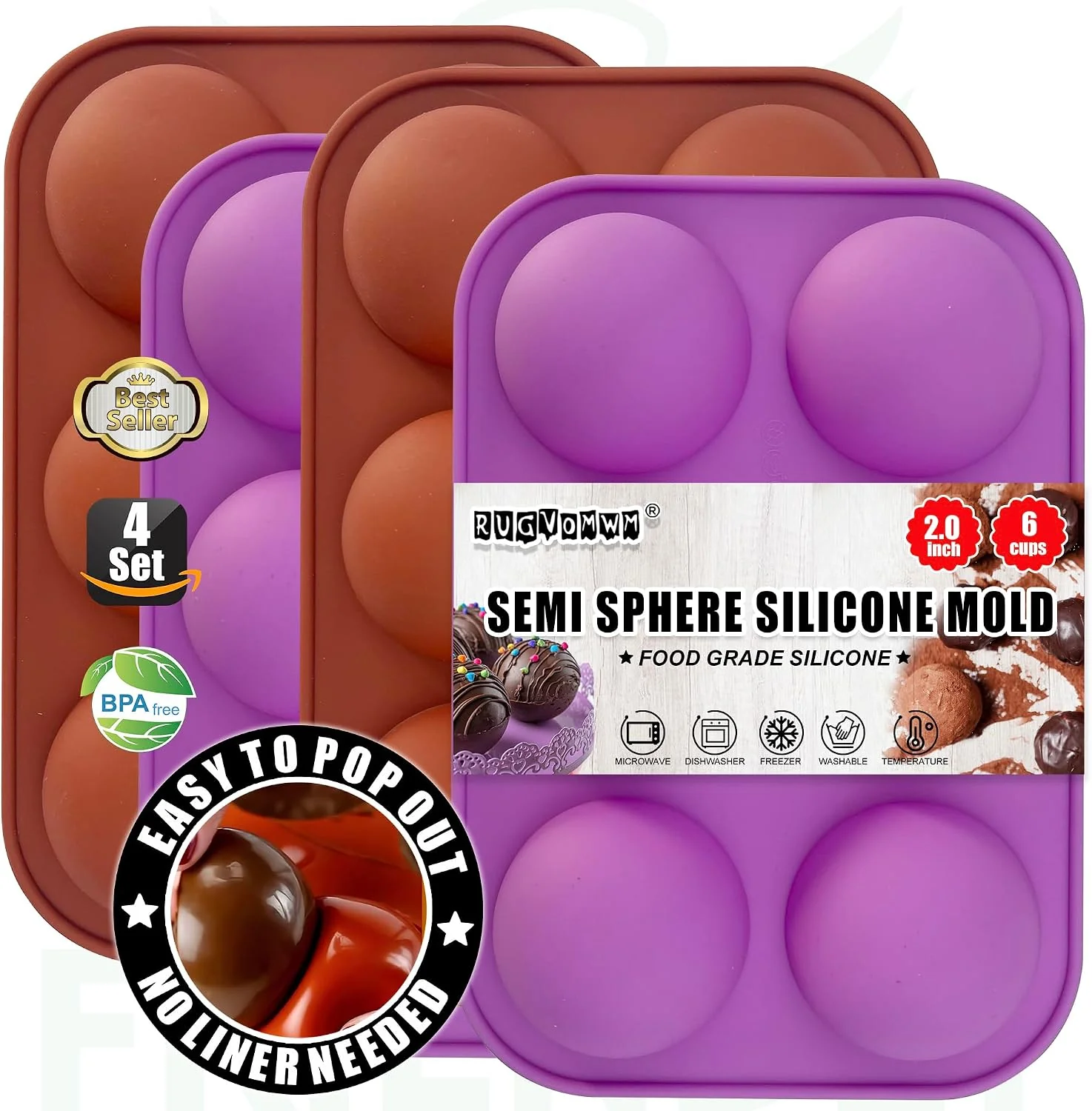Eco-Friendly Silicone Cake Mold，6-Link Small Round Cake Mold - 2pack… Sustainable