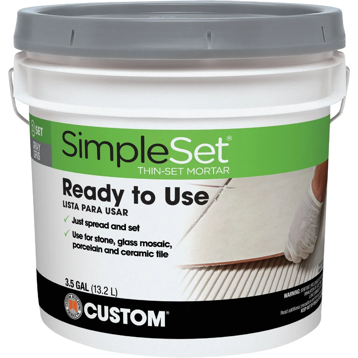 Consistent Custom Building Products SimpleSet 3.5 Gal. Gray Pre-Mixed Thin-Set Mortar Carefully Designed