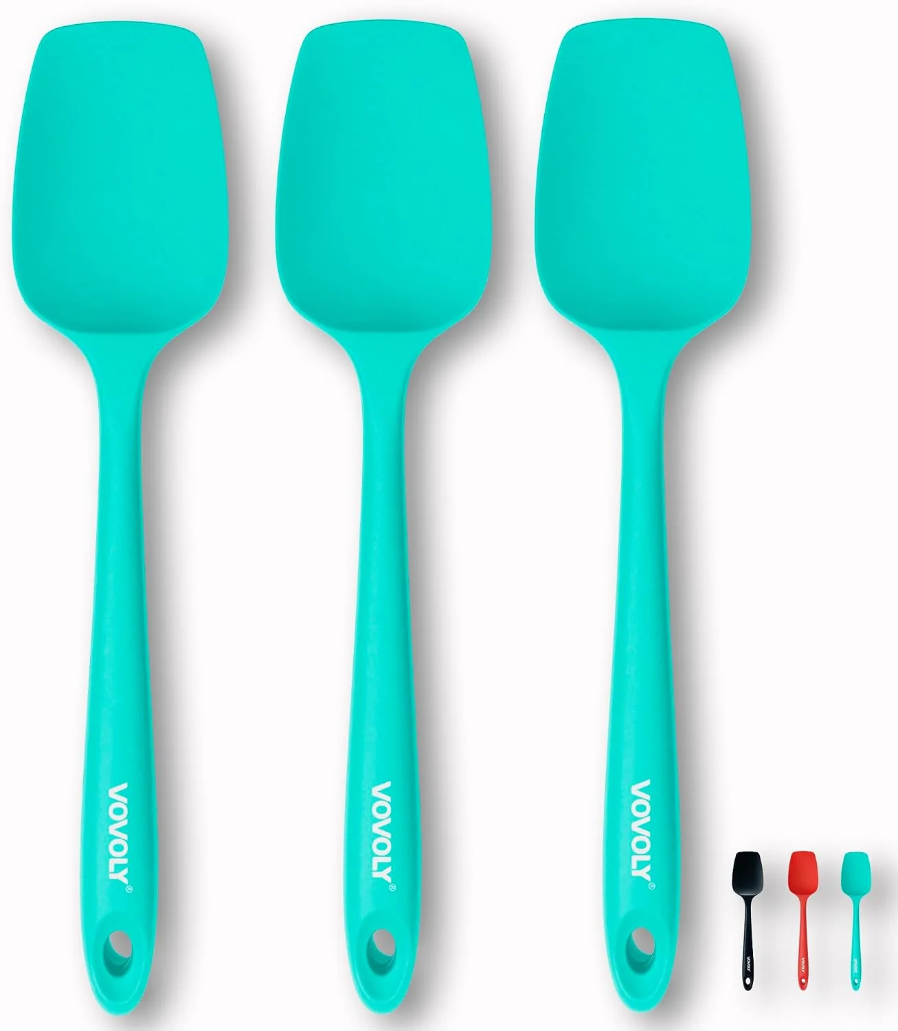Top-Quality Silicone Spatula Set High Heat Resistan Rubber Spoon Spatula Non-Stick Spoonula with Seamless One Piece Design Flexible Scrapers Baking Mixing Tool 3 Pack teal Environmentally Friendly