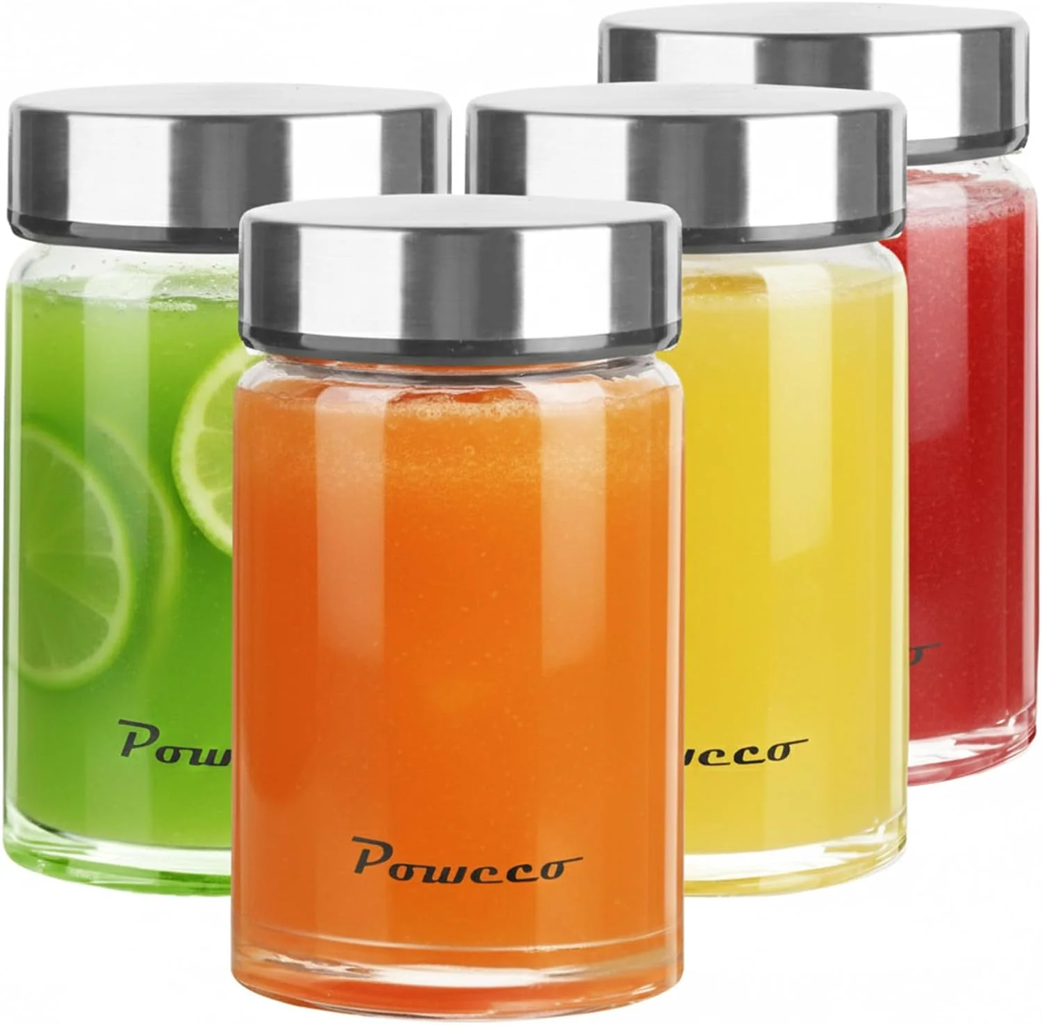 Easy-to-Use Glass Juice Bottles 4 Pack 10 oz - Wide Mouth Glass Water Bottles with Lids - for Juicing Protein Smoothie Milk Reusable BPA Stainless Steel Lids Blender Shaker Bottle 300ml Reliable