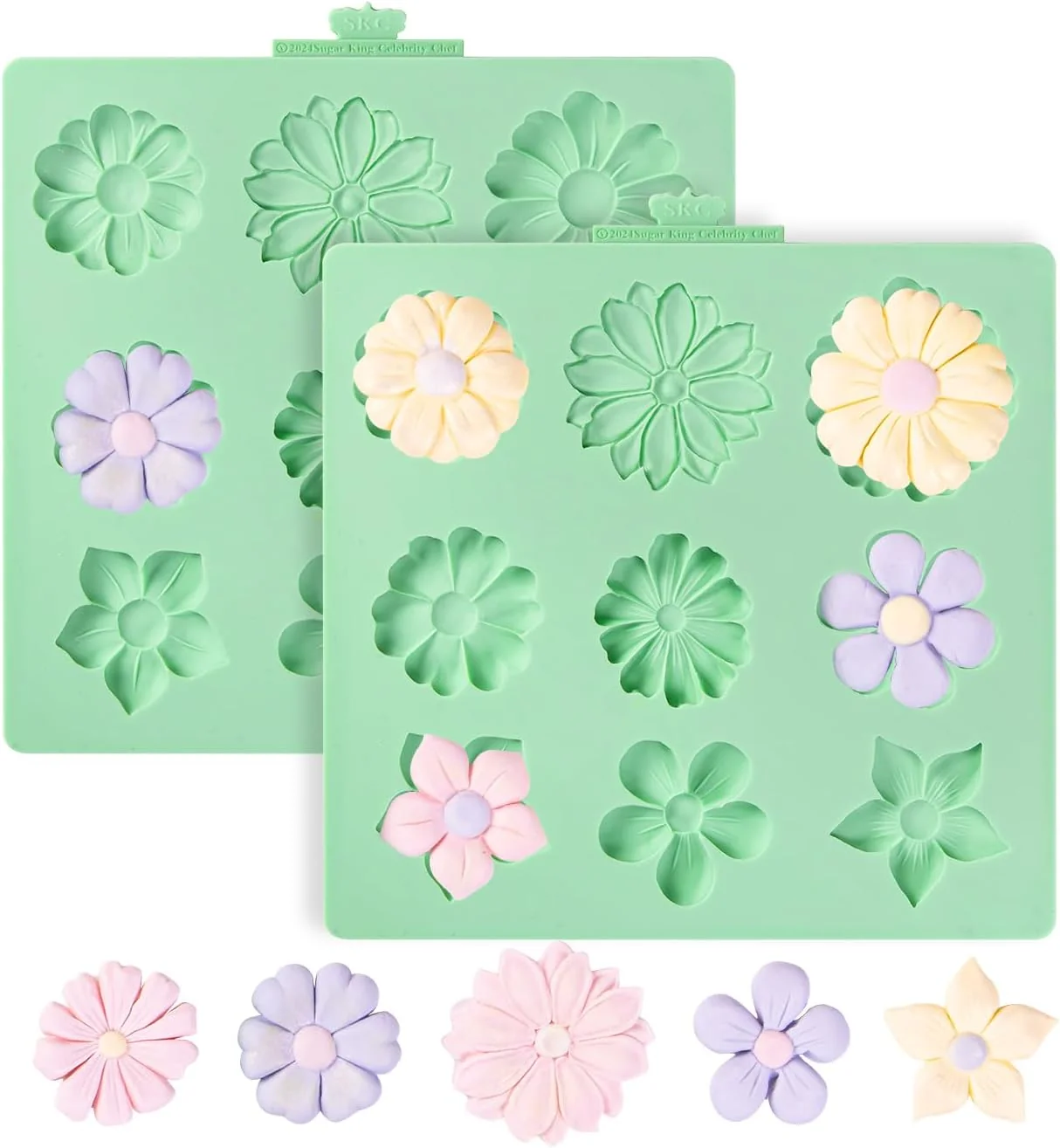 Fashionable Kalaien Flower Silicone Molds Rose Flower Chocolate Mold Daisy Silicone Mold for Crafts 2 Pcs Rose Silicone Mold Fondant Molds for Cake Decorating Recyclable