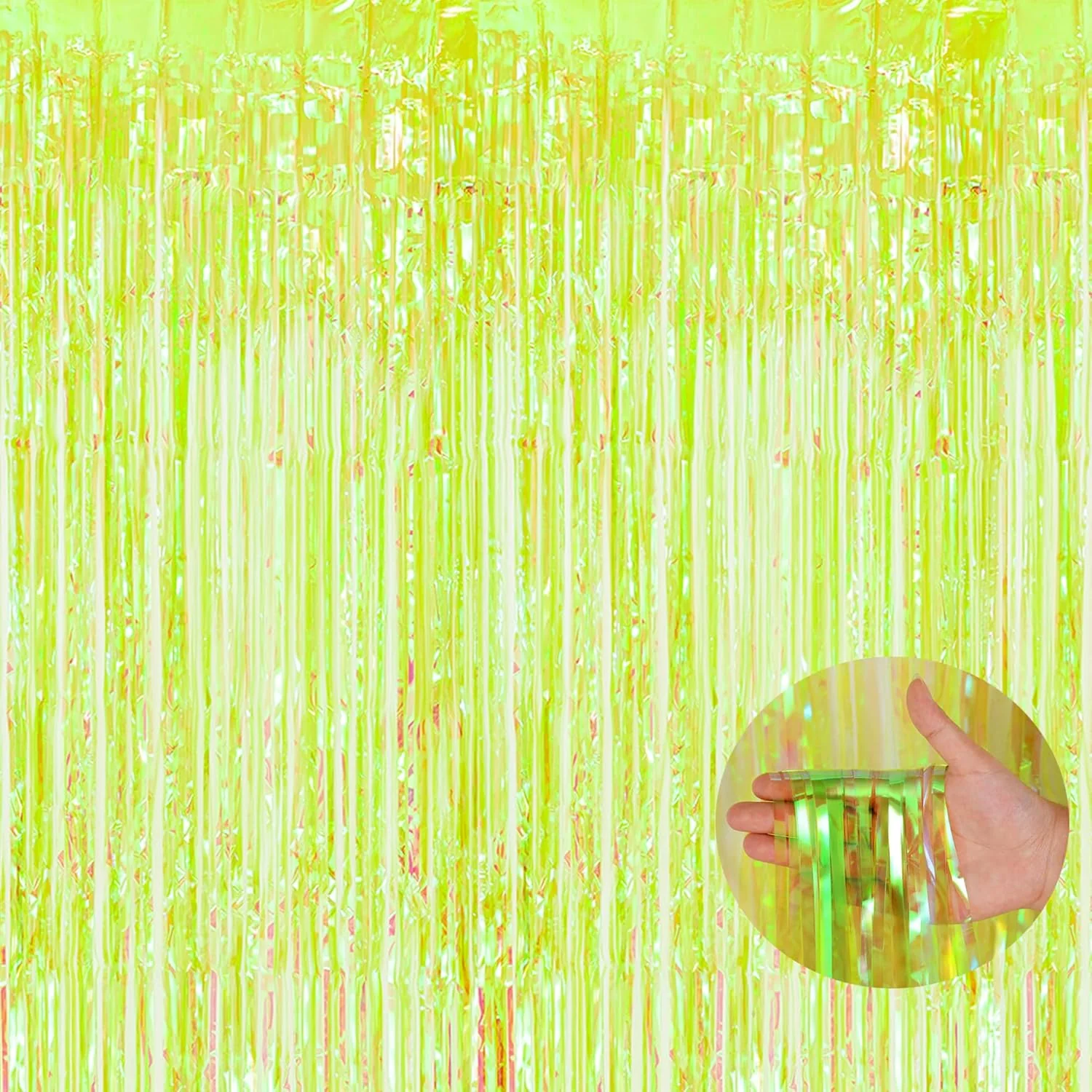 Reusable Braveshine Iridescent Foil Fringe Backdrop - 2 Pack 3.2 x 6.5 ft Holographic Tinsel Curtain Party Streamers Photo Backdrop for Birthdays Dinosaur Stylish