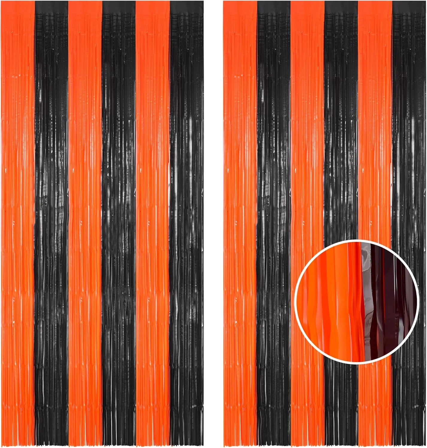 Elite Braveshine Tinsel Photo Backdrop Curtains - 2 Pack 3.2x8.2ft Black Orange Foil Fringe Streamer Curtain for Birthdays Halloweens Basketball Professional