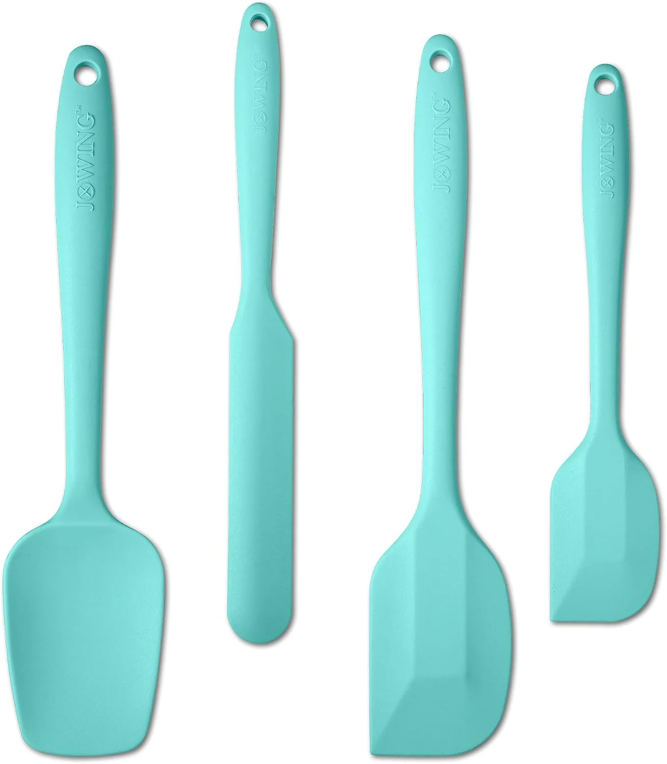 Traditional 4 Piece Silicone Spatula Set Flexible Heat Resistant Non-scratch Baking Cooking Rubber Spatulas with Stainless Steel Core Aqua Sky One-piece silicone rubber spatulas for baking and cooking flexible tips gentle on nonstick cookware and dishwasher saf Healthy