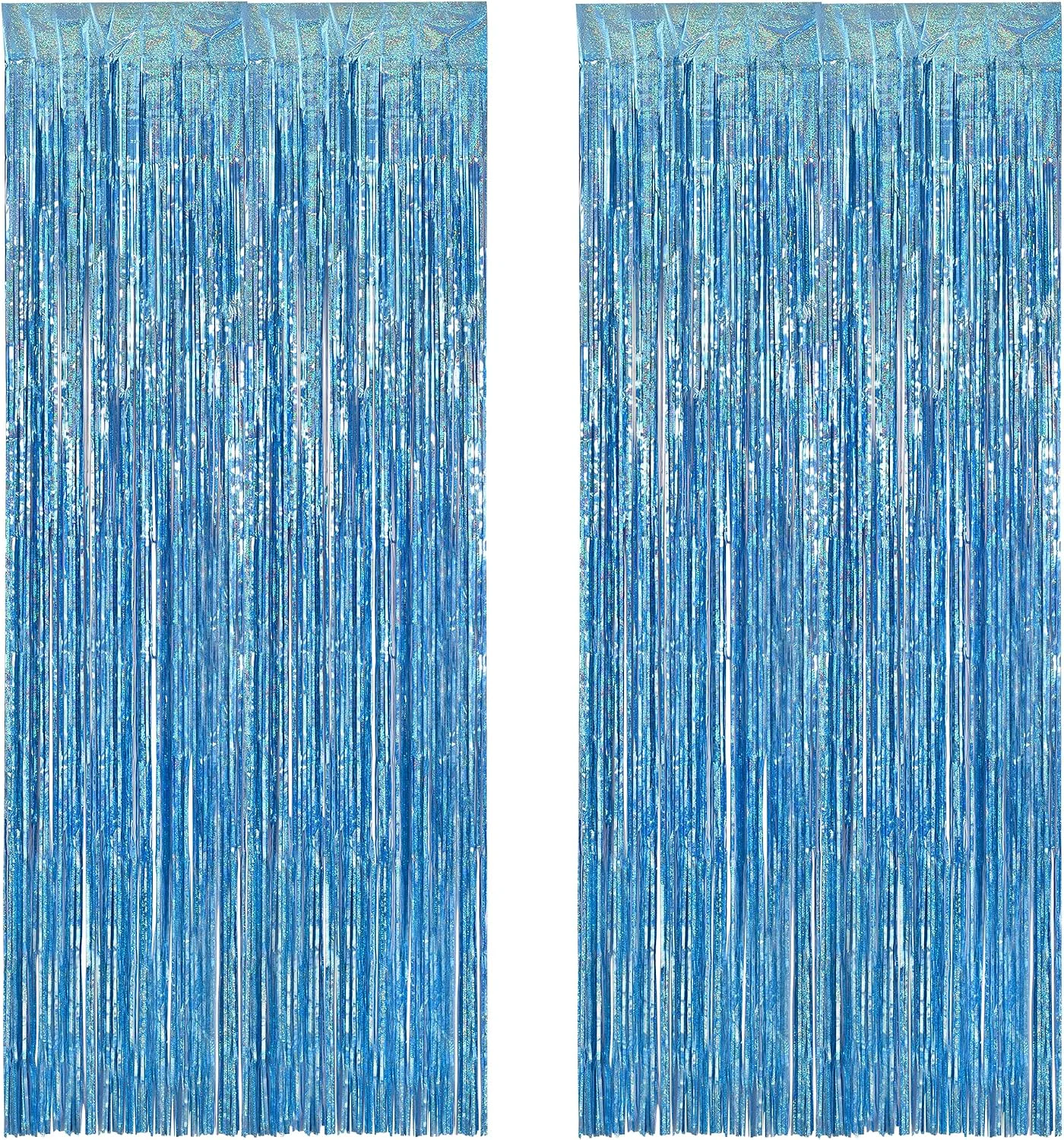 Unique BRAVESHINE Light Blue Streamers Party Backdrop - 2 PCS Foil Fringe Curtains Superior